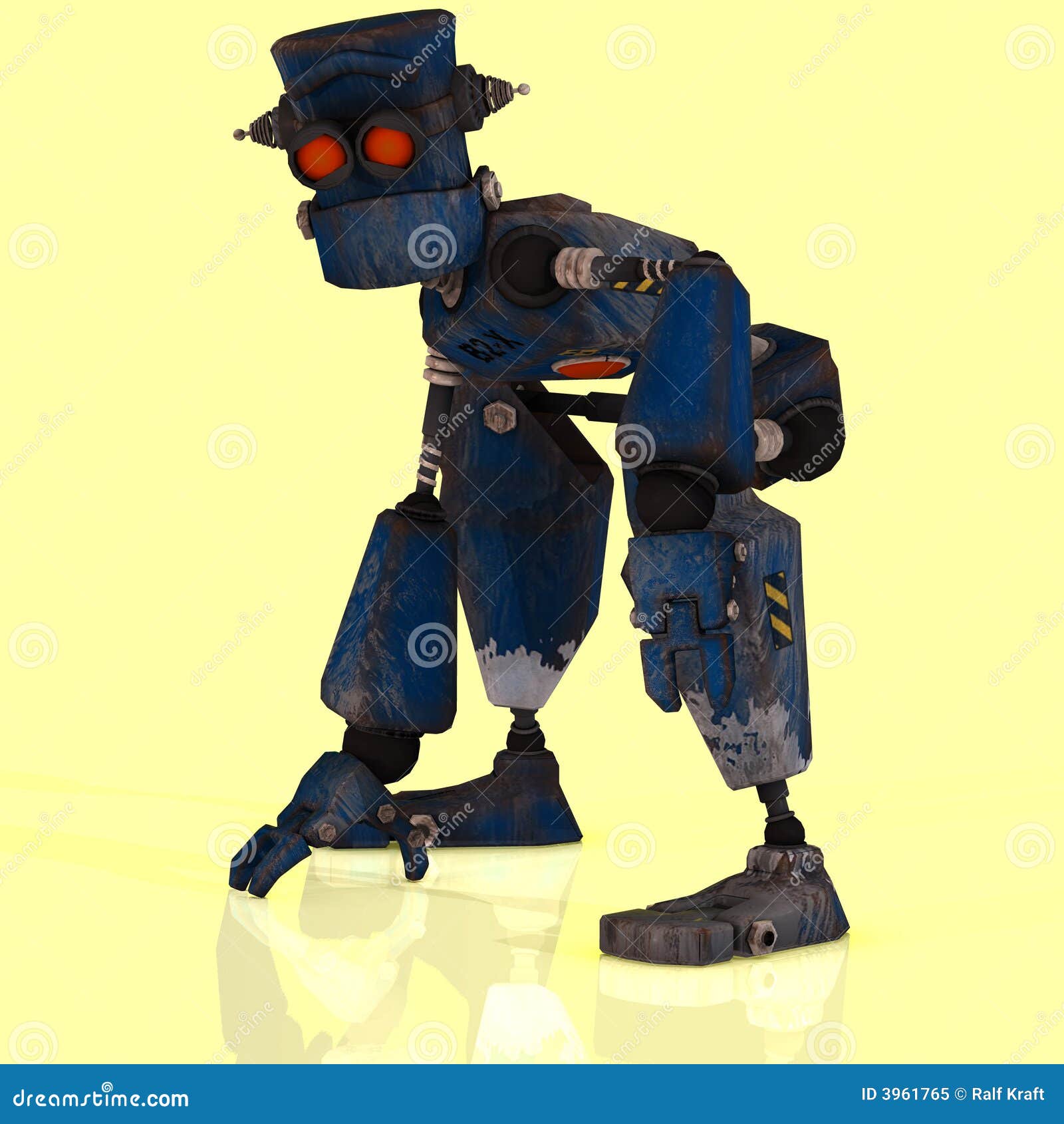 Cartoon Robot With Expressive Emotion In His Face Stock Image