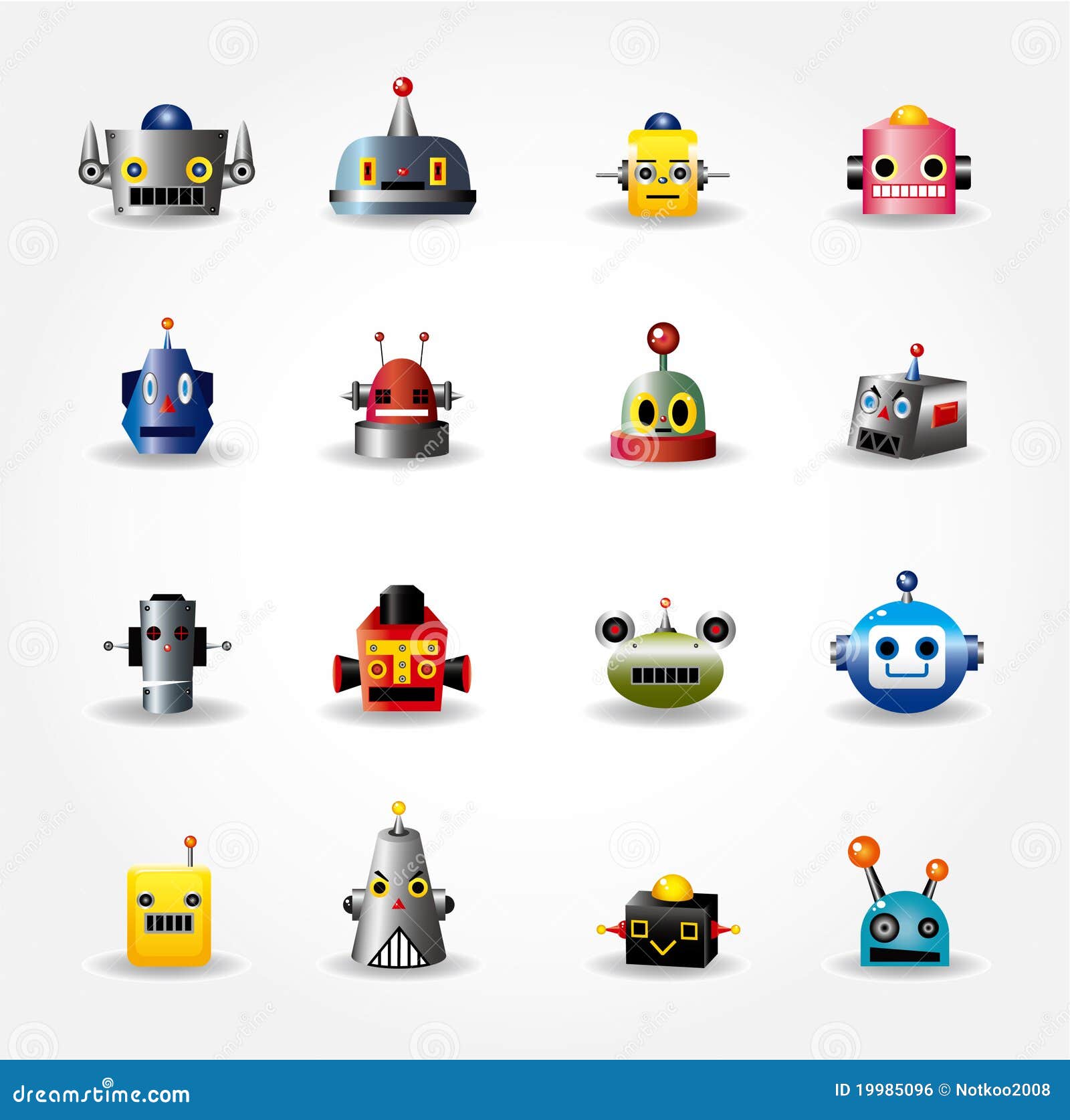 Cartoon Robot Face Icon , Web Icon Set - Stock Vector - Illustration of  light, game: 19985096
