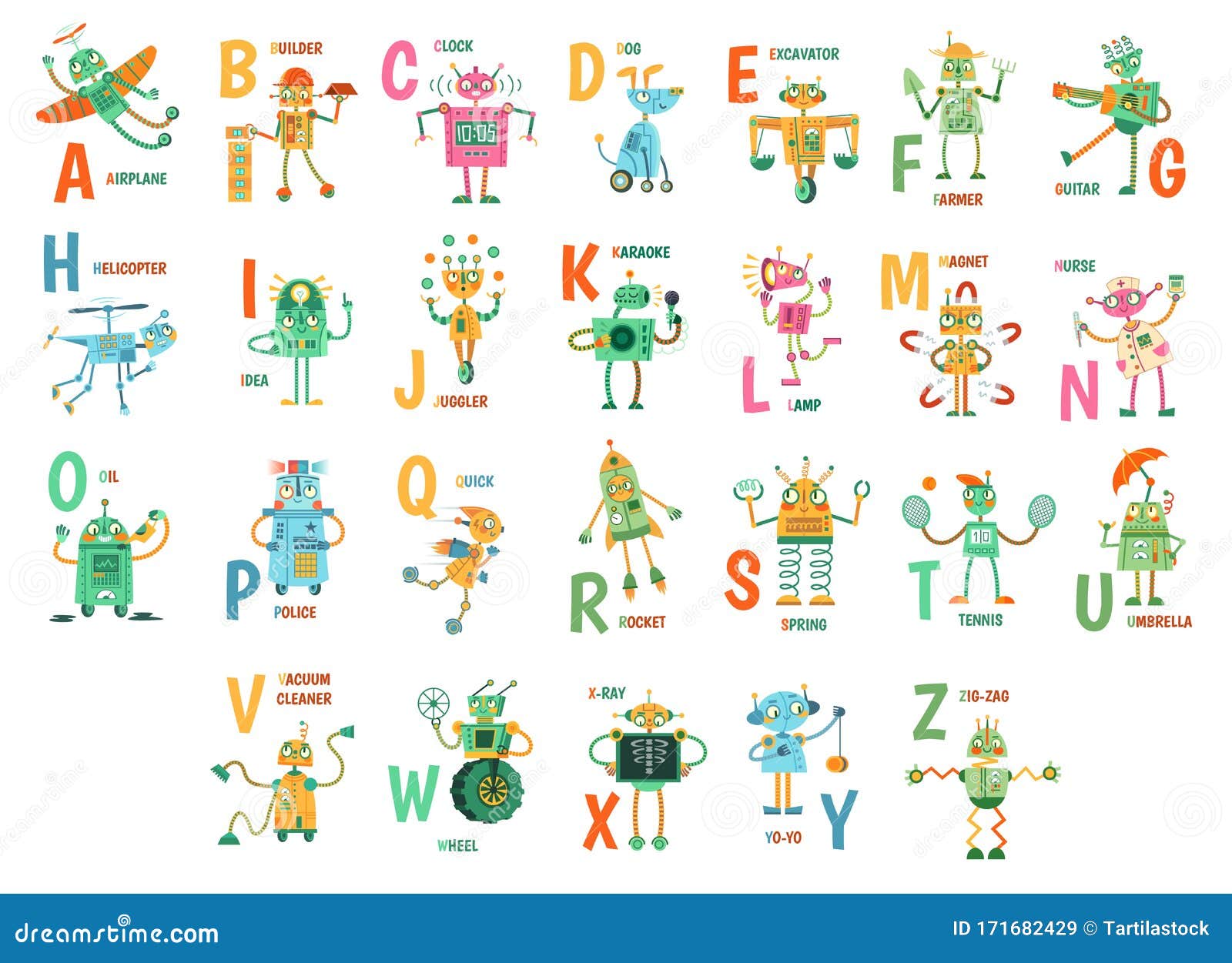 Cartoon Robots Alphabet. Funny Robot Characters, ABC Letters for Kids and Education Poster with Robotic Friend Mascots Stock Vector - Illustration of english, alphabetical: 171682429 Cartoon Robots Alphabet. Funny Robot Characters, ABC Letters for Kids and Education Poster with Robotic Friend Mascots Stock Vector - Illustration of english, alphabetical: 171682429