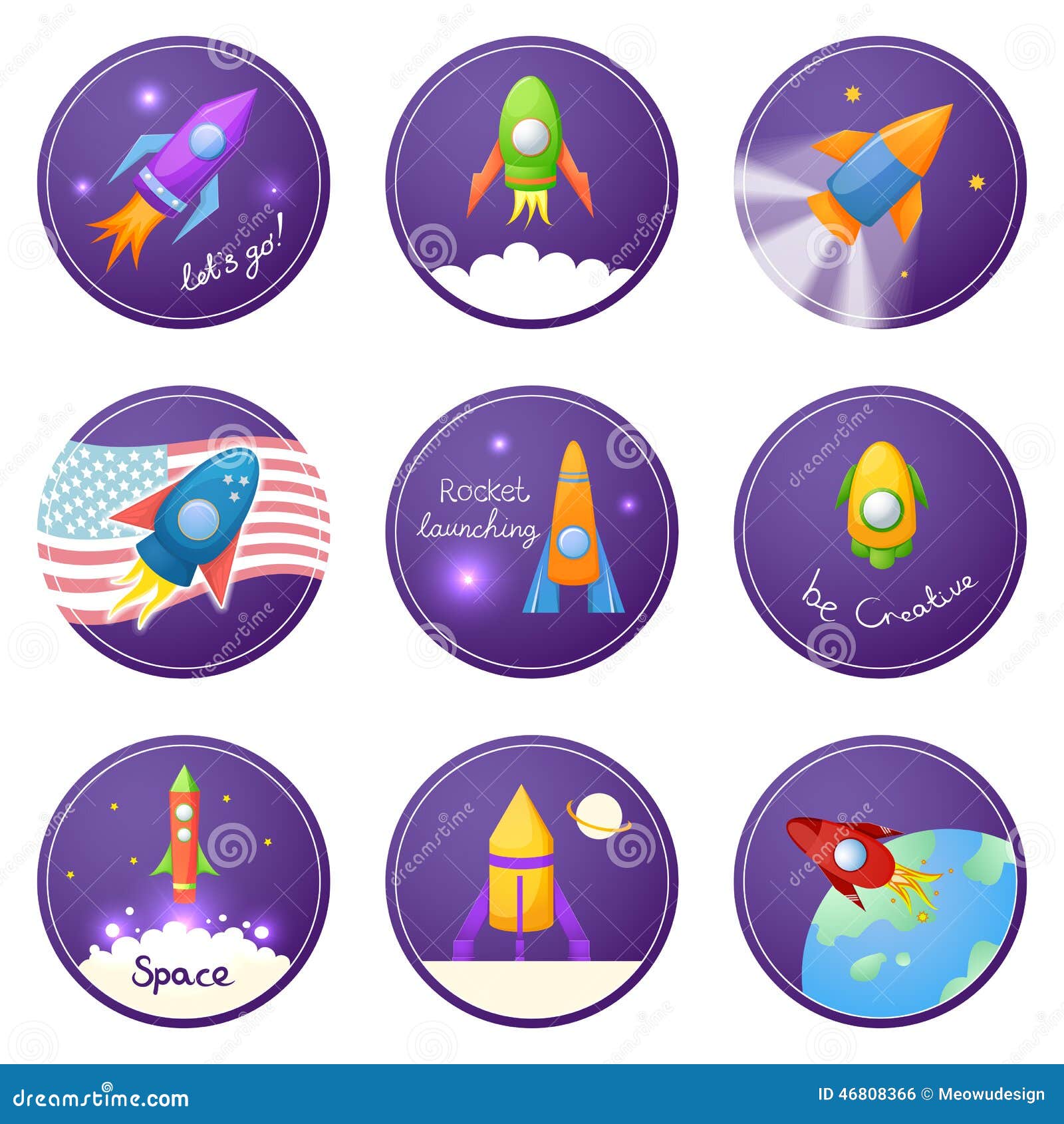 Download Cartoon Rocket 3D Vector Illustration Set Stock Vector - Illustration of label, astronaut: 46808366