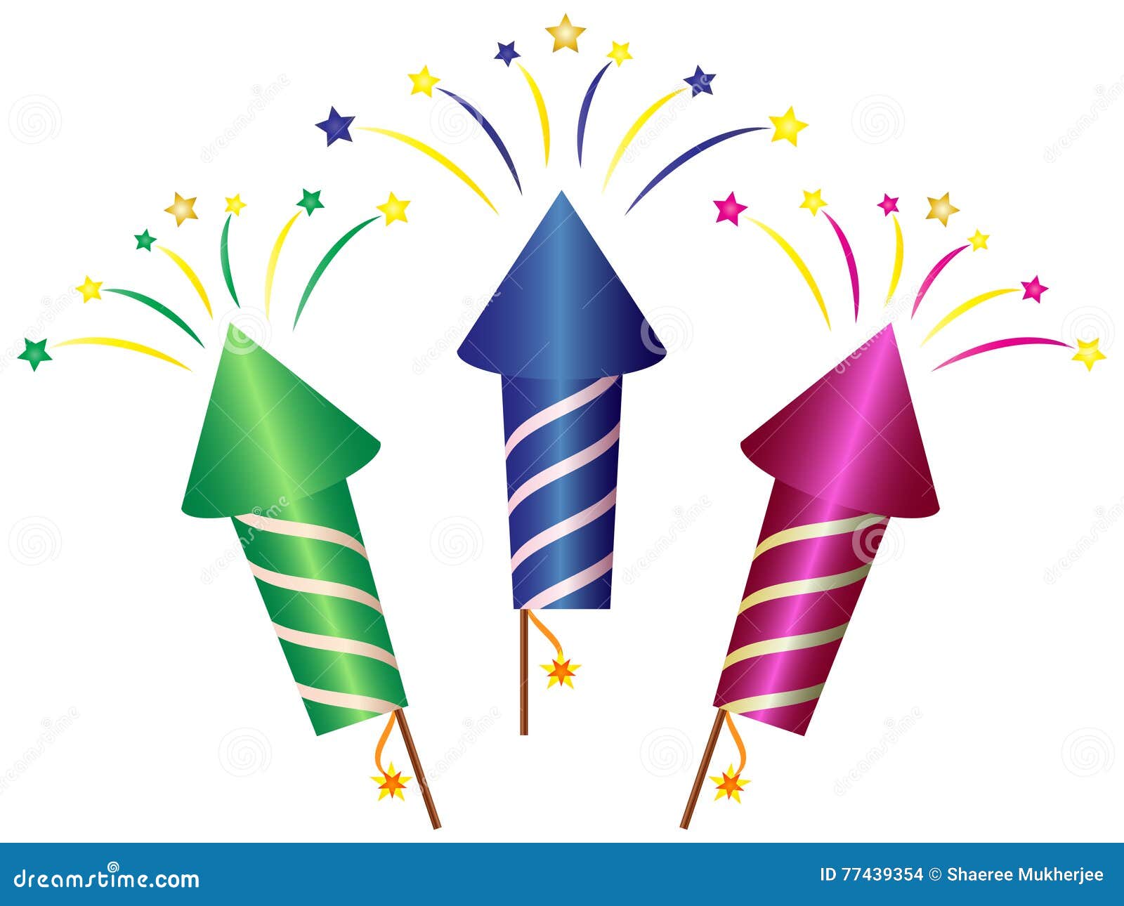 cartoon rocket fireworks clipart