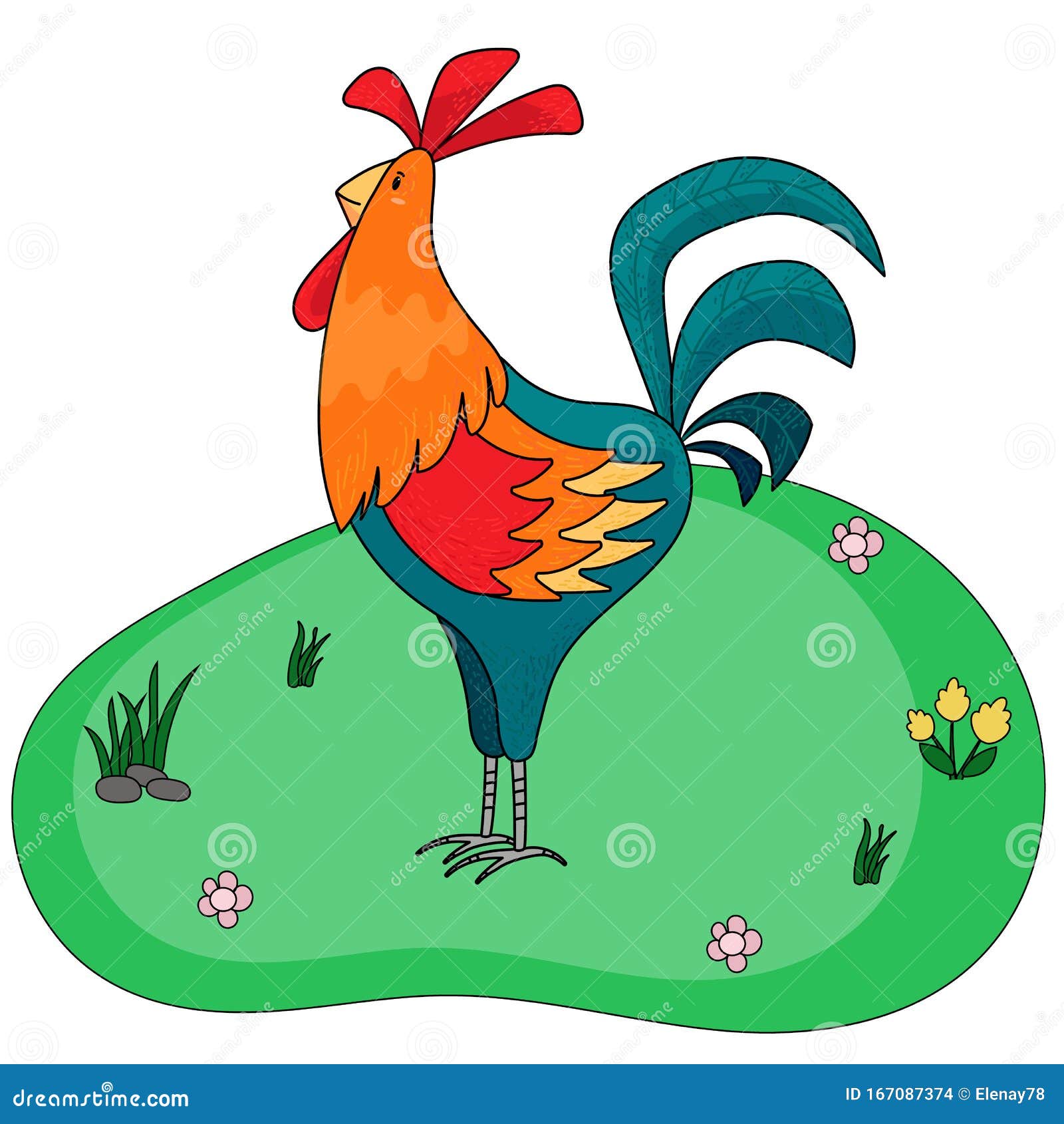 Cartoon Cock, Rooster. Farm Cute Animal. Vector Illustration of Cockerel.  Stock Vector - Illustration of animal, multicolor: 167087374