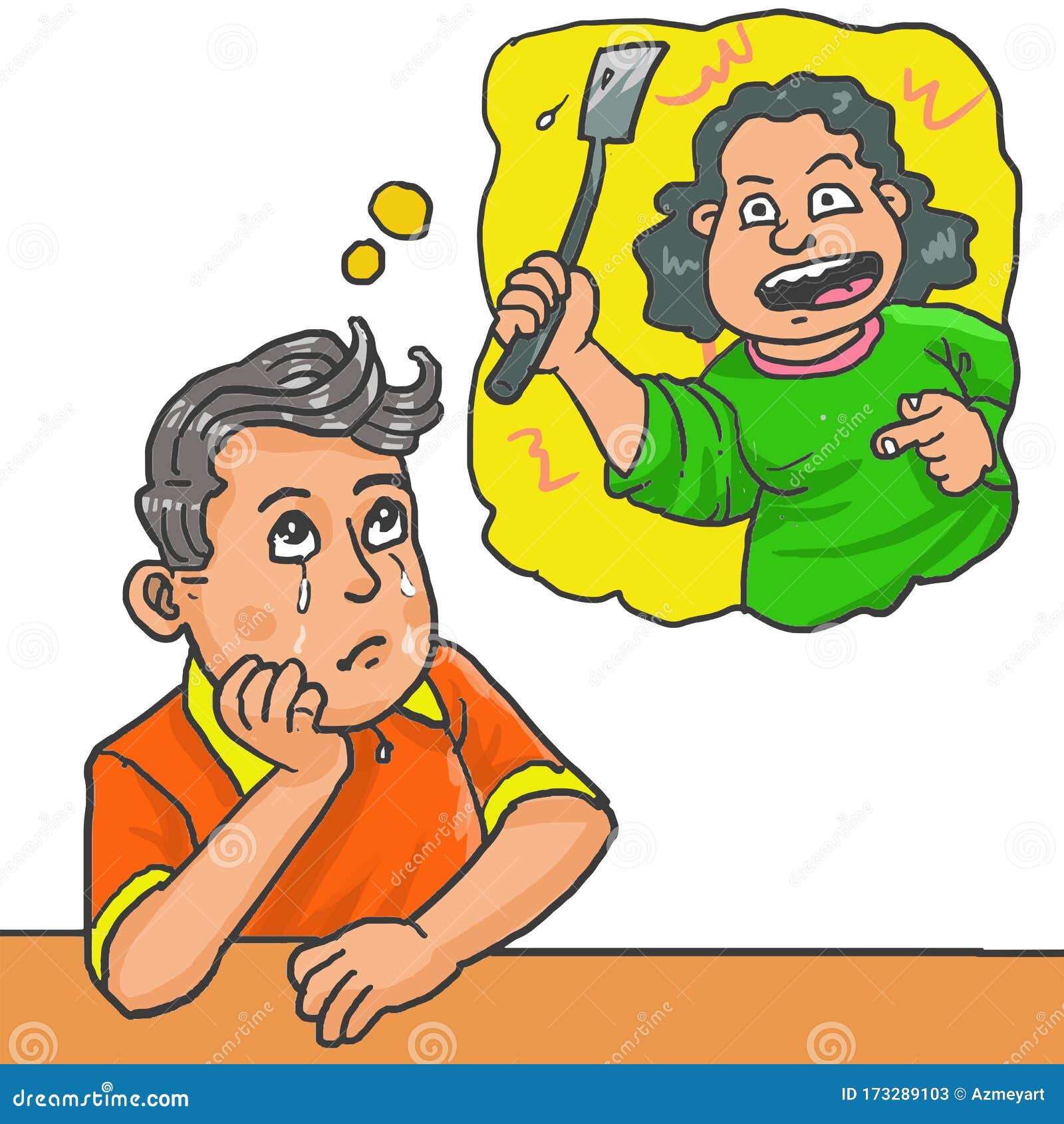 Boy sad with angry mother stock vector. Illustration of naughty - 173289103