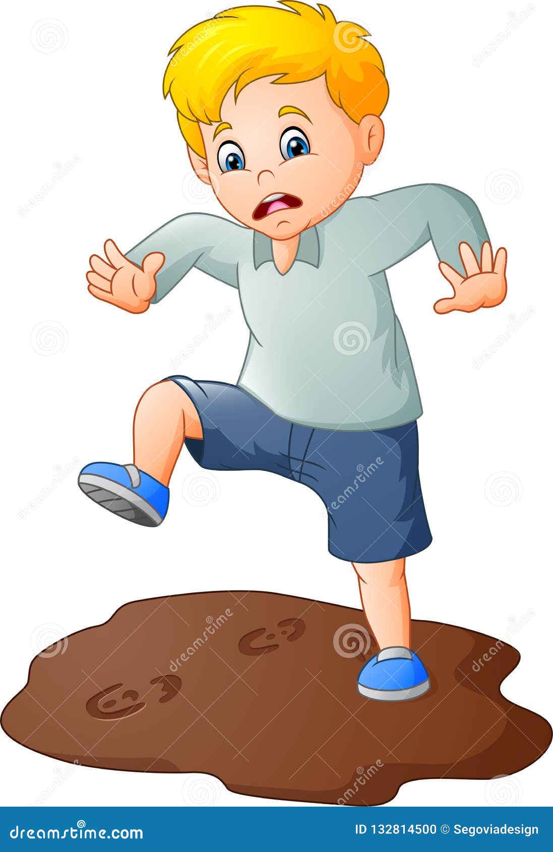 Cartoon Sad Boy with a Mud Puddle Stock Vector - Illustration of funny,  happy: 132814500