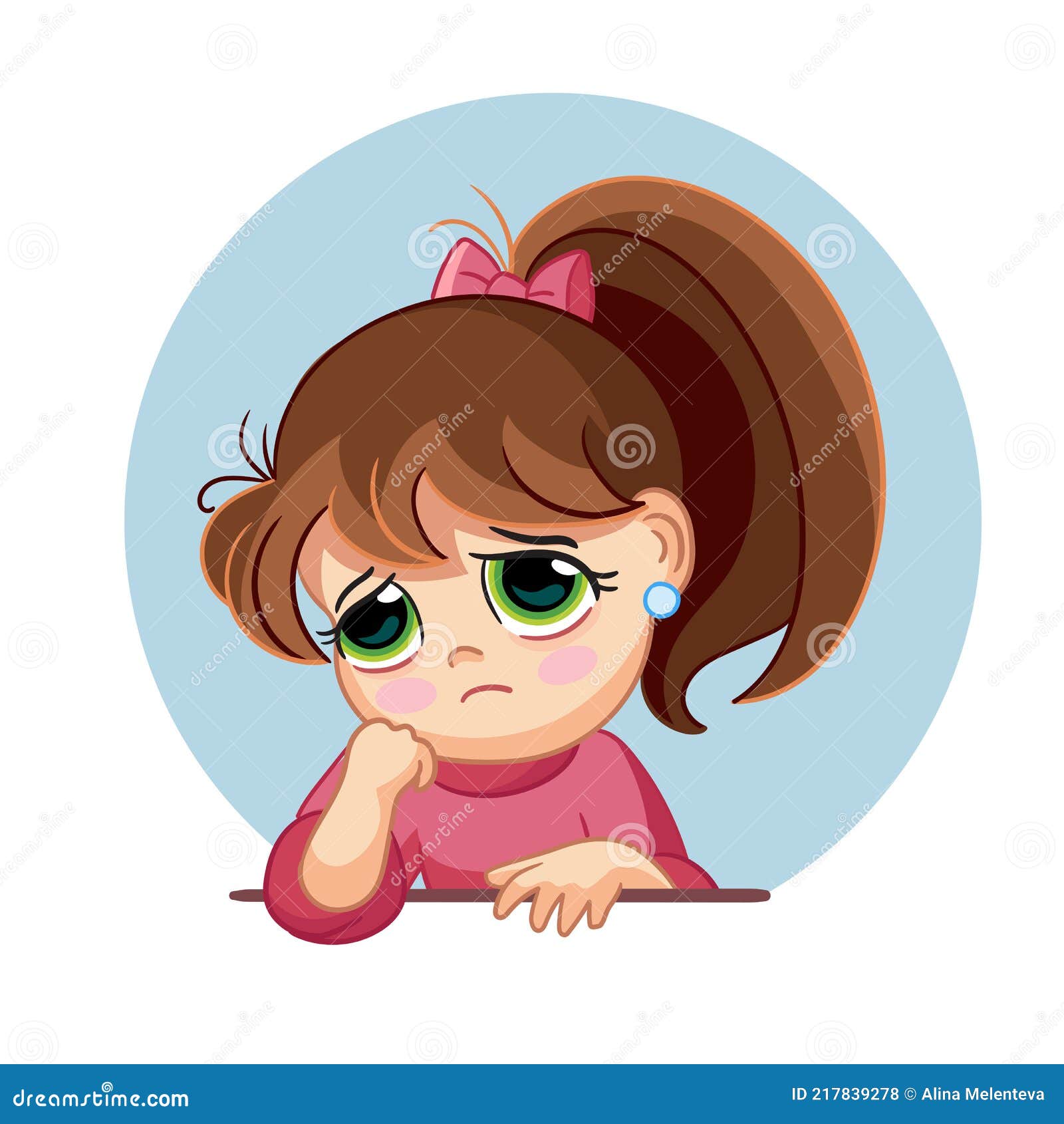 Cartoon Sad Girl Face Emotion Vector Illustration Stock Vector ...