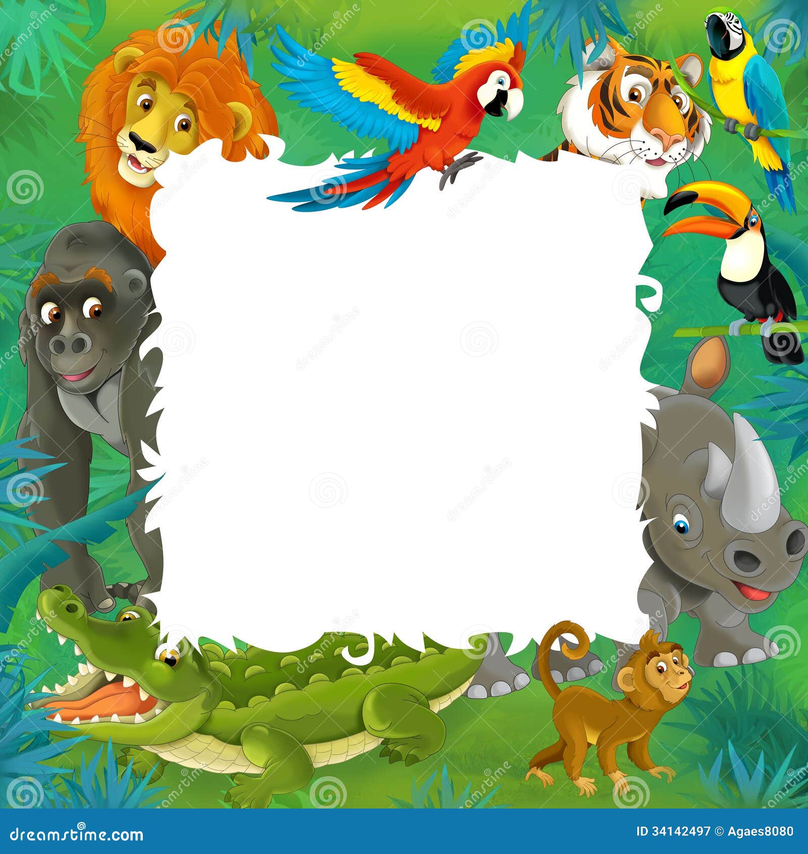 Cartoon Safari - Jungle - Frame Stock Illustration - Illustration: 34142497