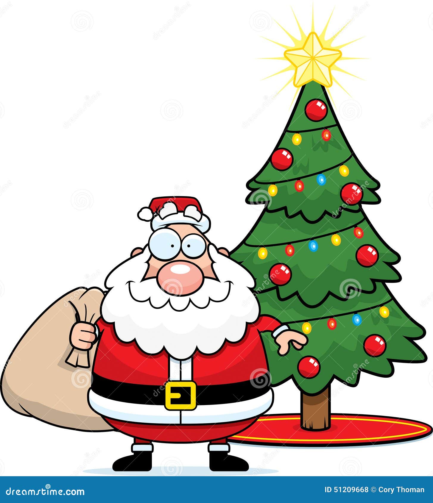 Cartoon Santa Claus Christmas Tree Stock Vector - Illustration of beard,  happy: 51209668