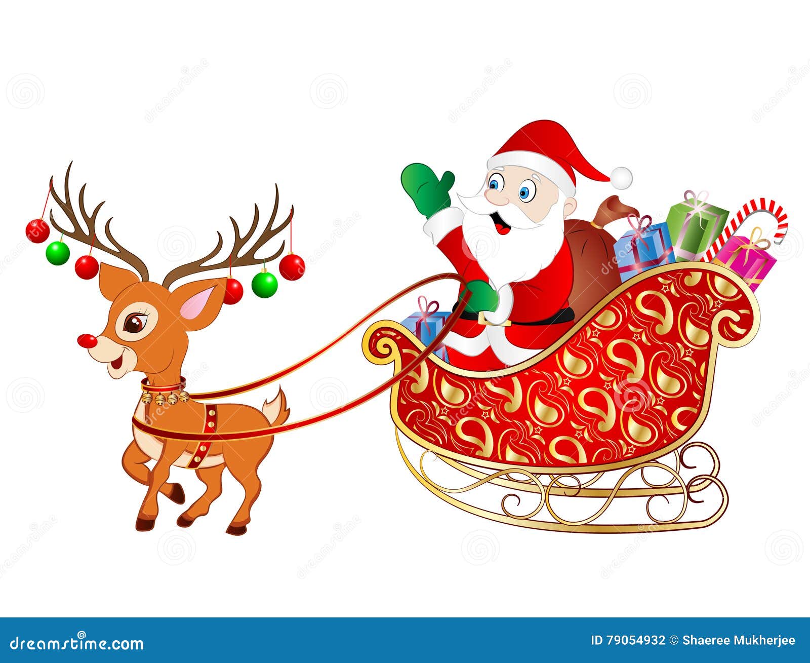 Cartoon Sleigh - Cartoon santa sleigh and reindeer. - Zettazone Wallpaper