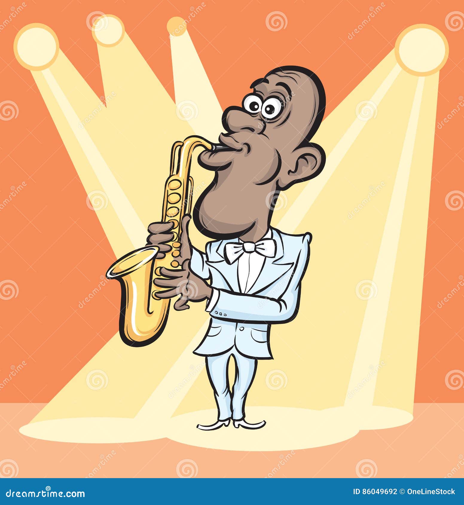 Cartoon saxophone player stock vector. Illustration of drawing - 86049692
