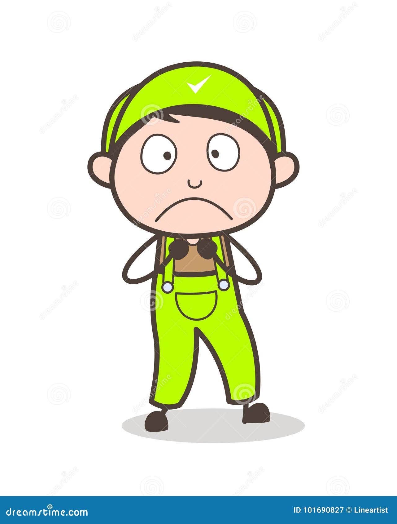 Cartoon Scared Boy Face Vector Illustration Stock Illustration