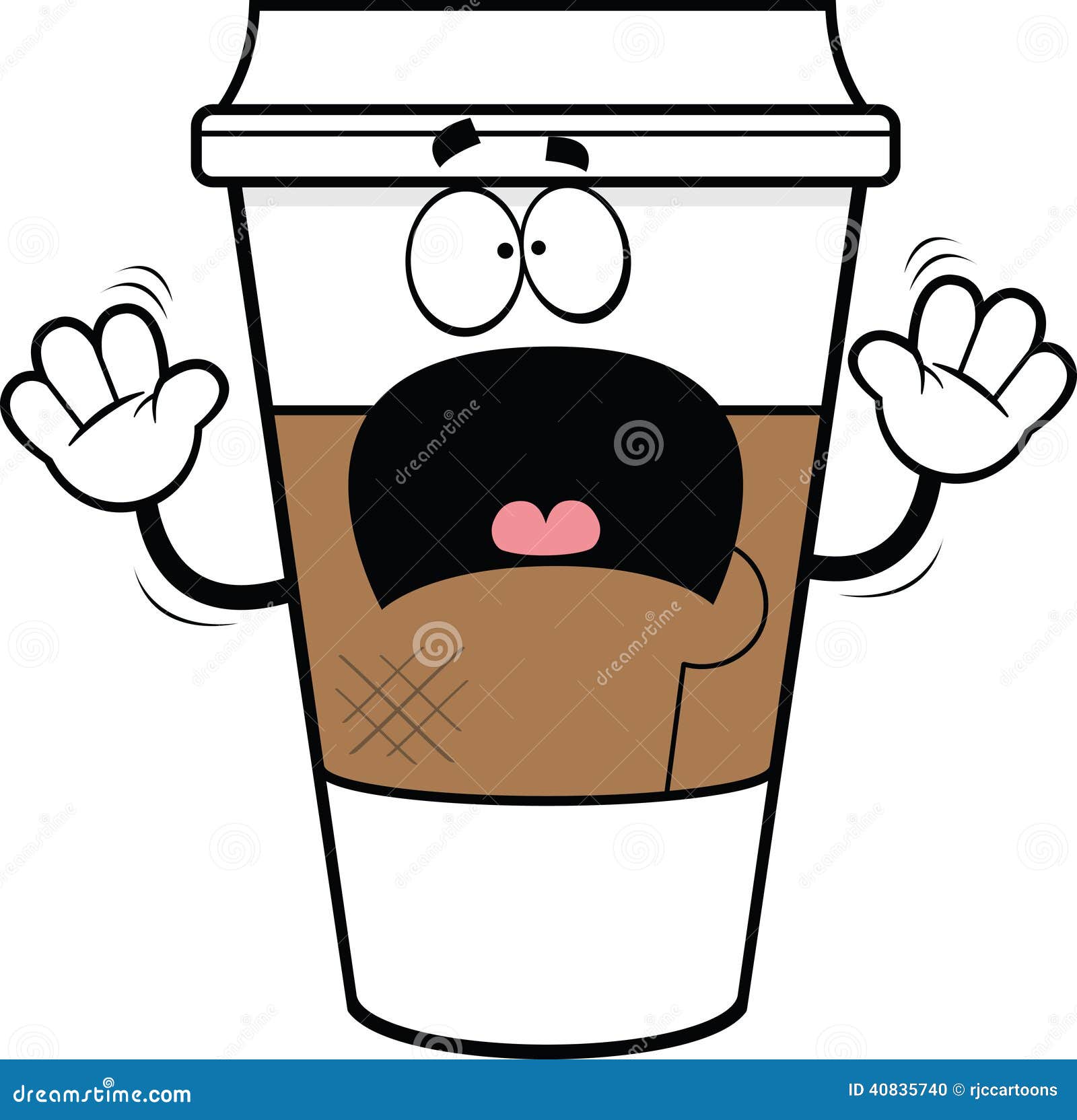 cartoon scared coffee cup