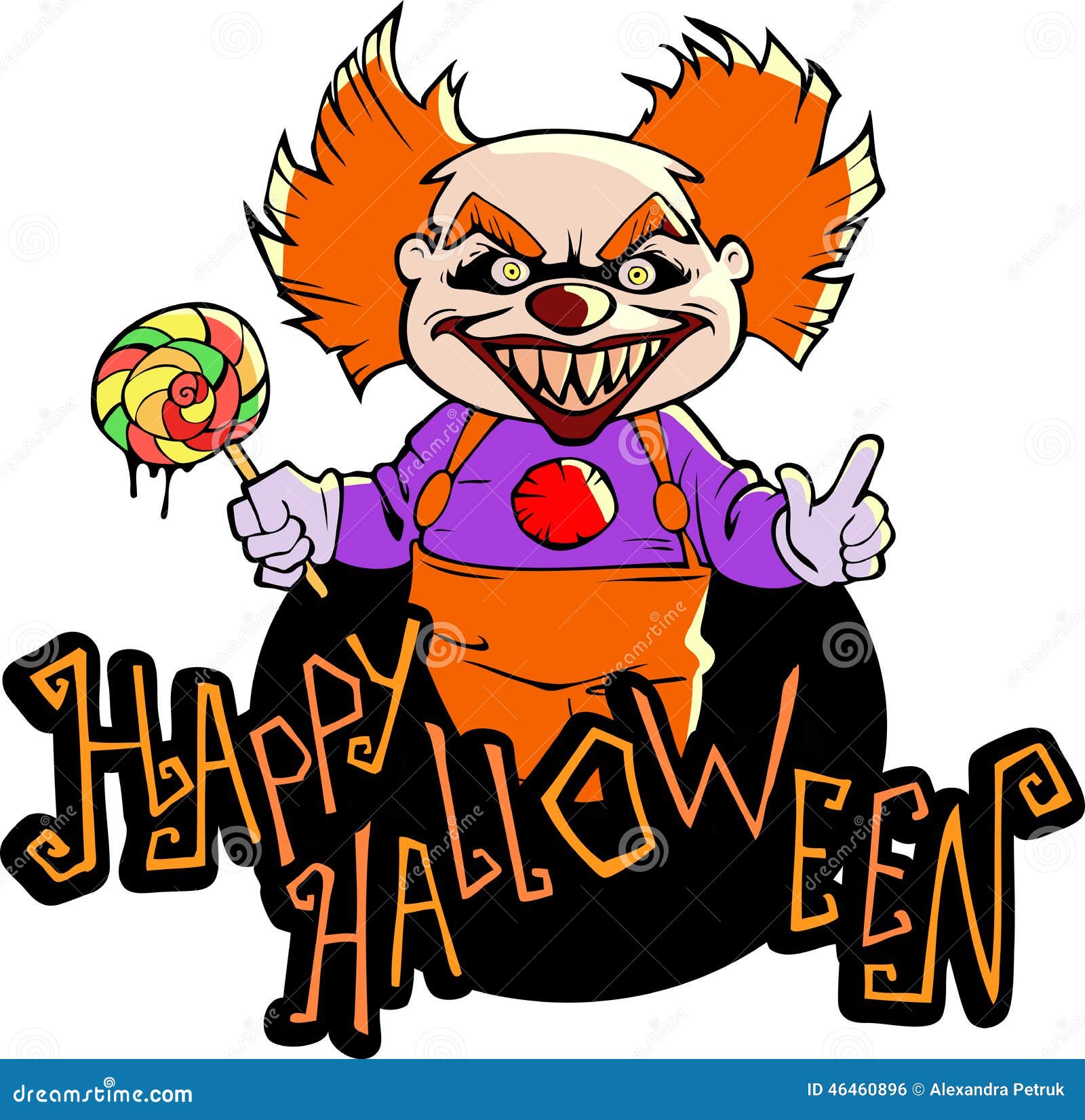 Cartoon scary evil clown stock vector. Illustration of circus - 46460896