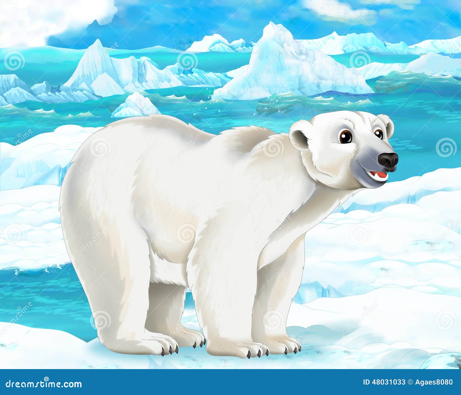 Cartoon Scene - Arctic Animals - Polar Bear Stock Illustration -  Illustration of clip, anime: 48031033