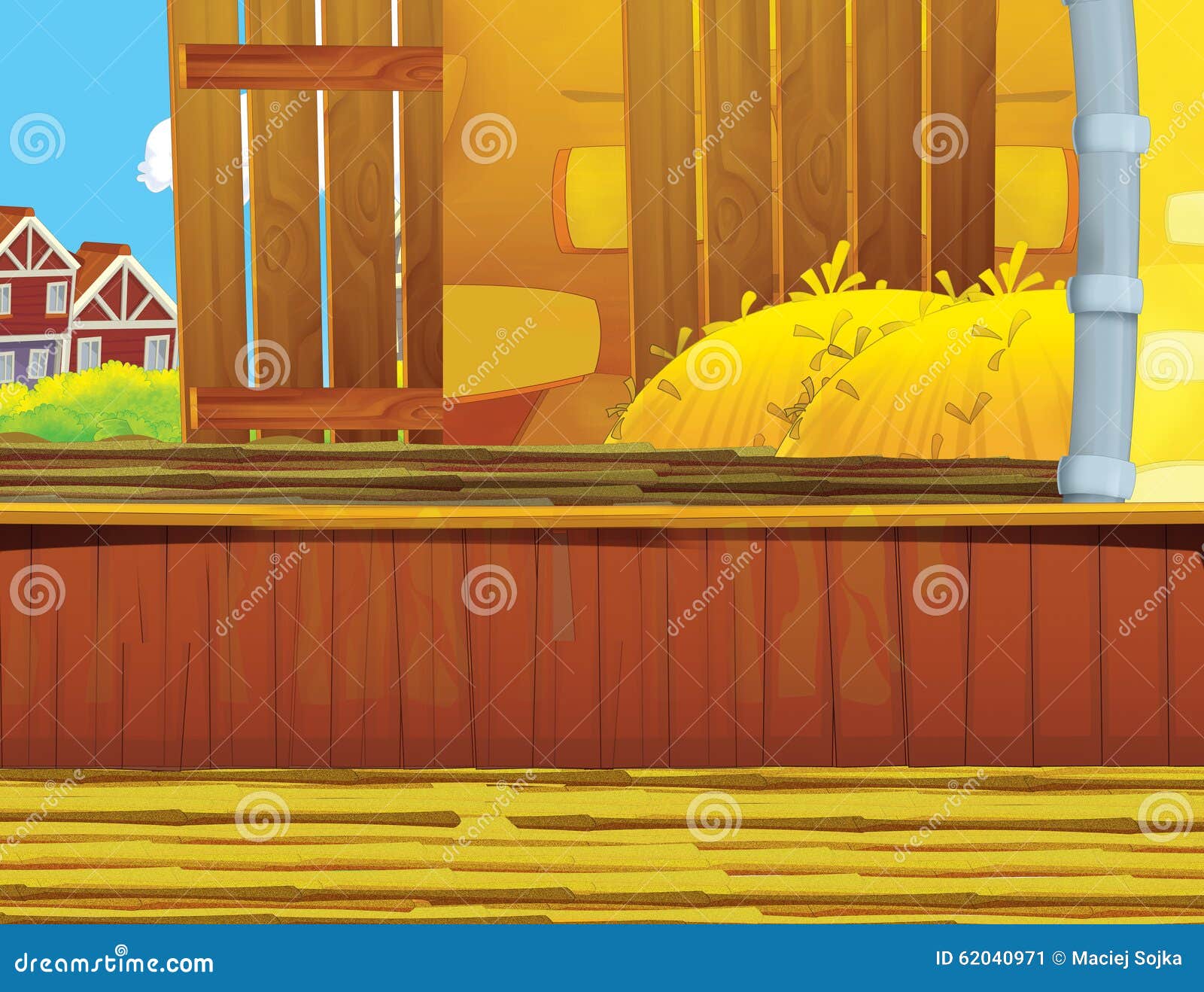 cartoon scene with barn inside - background