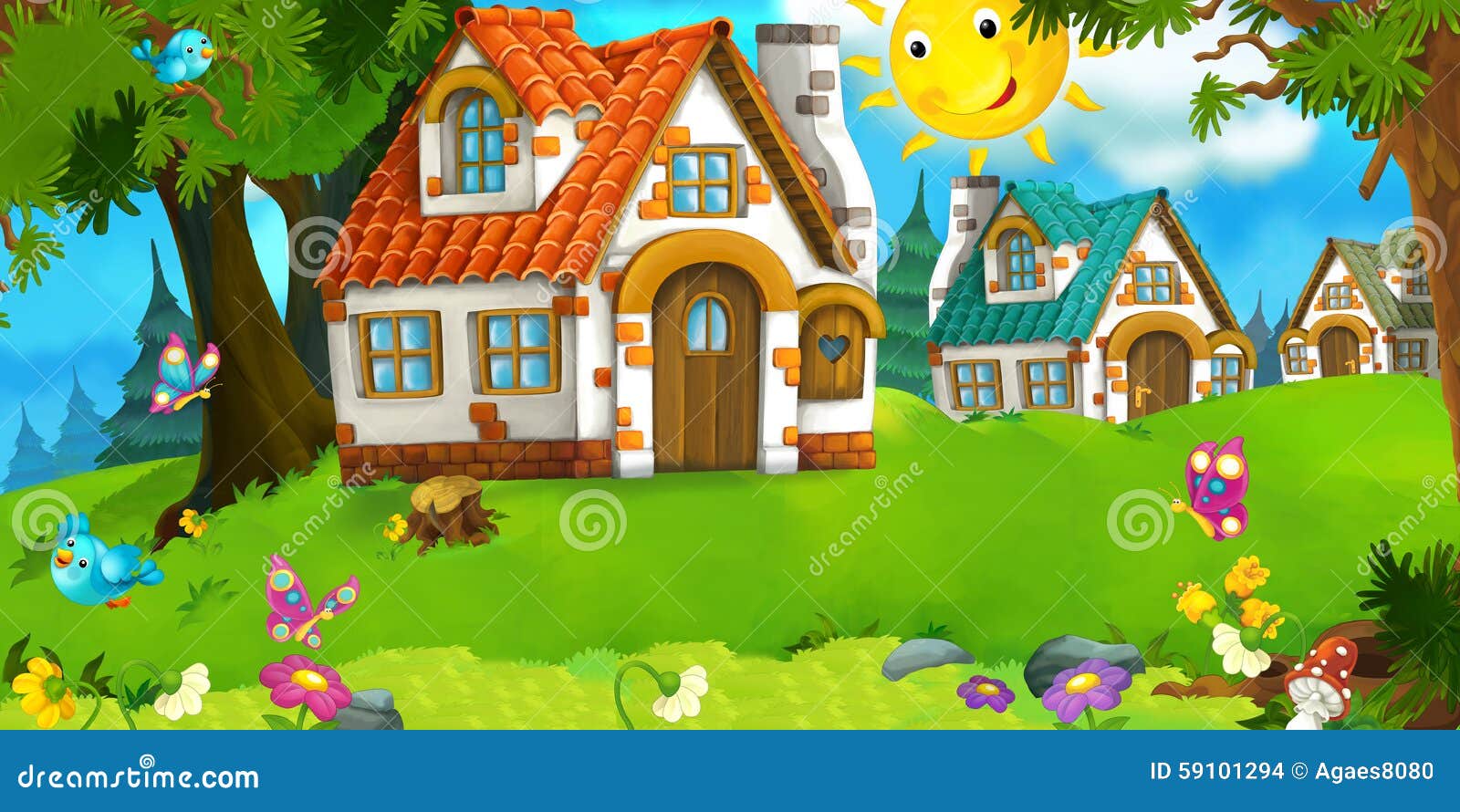 Cartoon Scene Stock Illustration - Image: 59101294