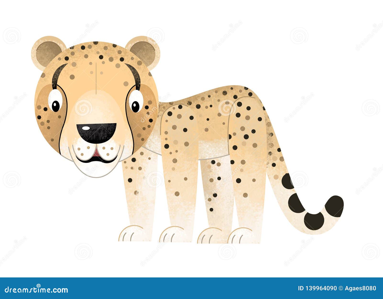 Cartoon Scene with Cheetah on White Background Stock Illustration ...