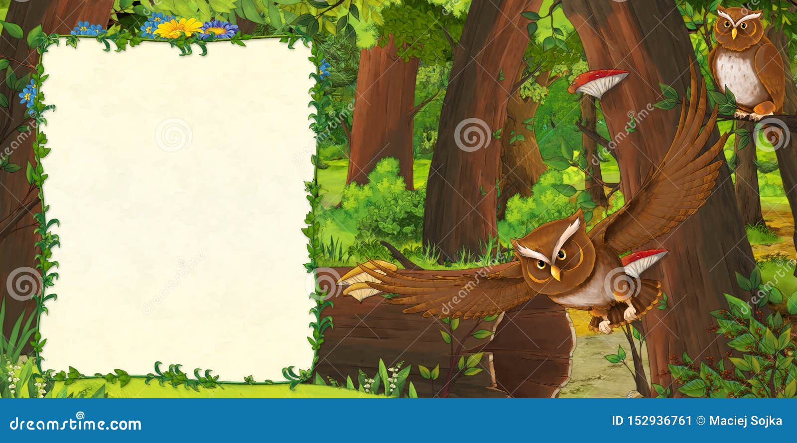 Cartoon Scene of Forest and the Meadow with Owls - Title Page with Space for Text Stock Illustration - Illustration of environment, meadow: 152936761 Cartoon Scene of Forest and the Meadow with Owls - Title Page with Space for Text Stock Illustration - Illustration of environment, meadow: 152936761