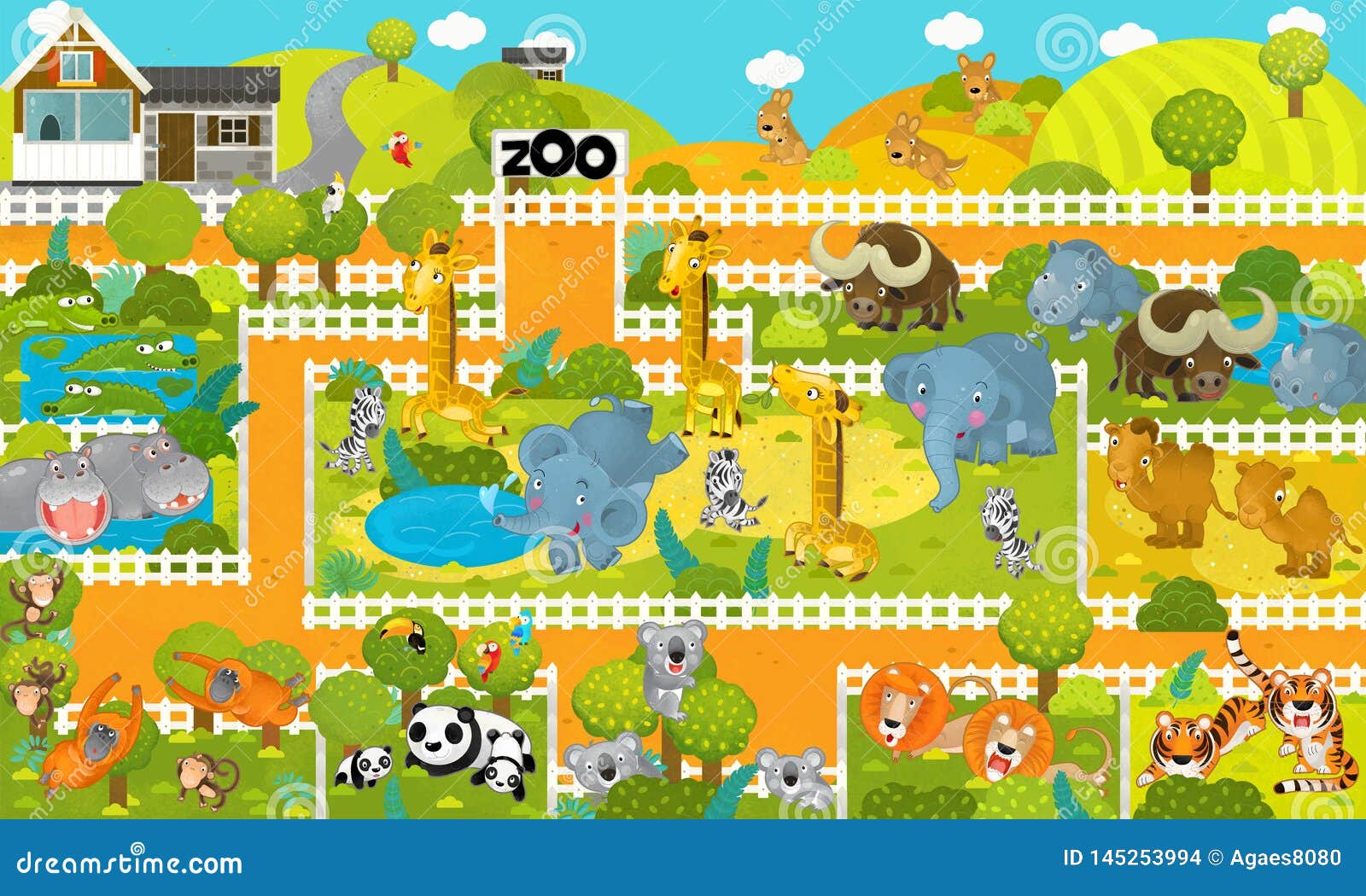 Cartoon Scene with Zoo and Tropical Animals - Illustration Stock Illustration - Illustration of ecology, park: 145253994 Cartoon Scene with Zoo and Tropical Animals - Illustration Stock Illustration - Illustration of ecology, park: 145253994