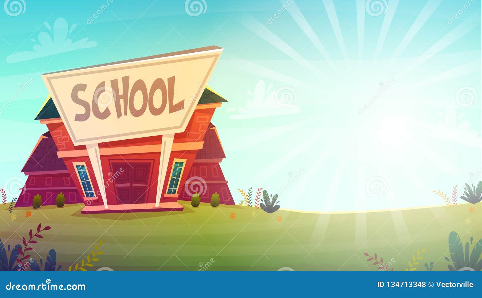 Cartoon School Background Wallpaper Place for Text Sign Funny Cheerful Card  Poster . Vector Illustration Stock Vector - Illustration of house, design:  134713348