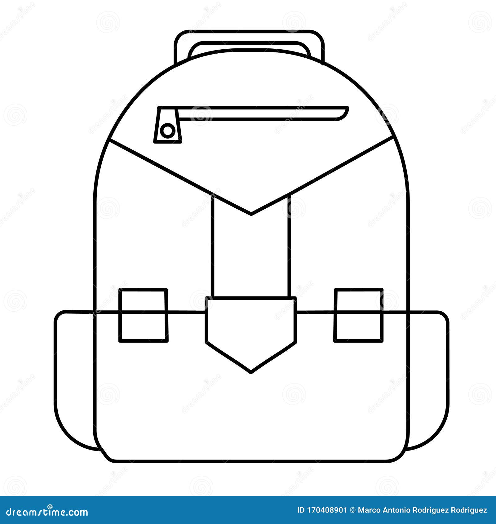 Cartoon School Backpack Isolated on White Background Stock Illustration ...