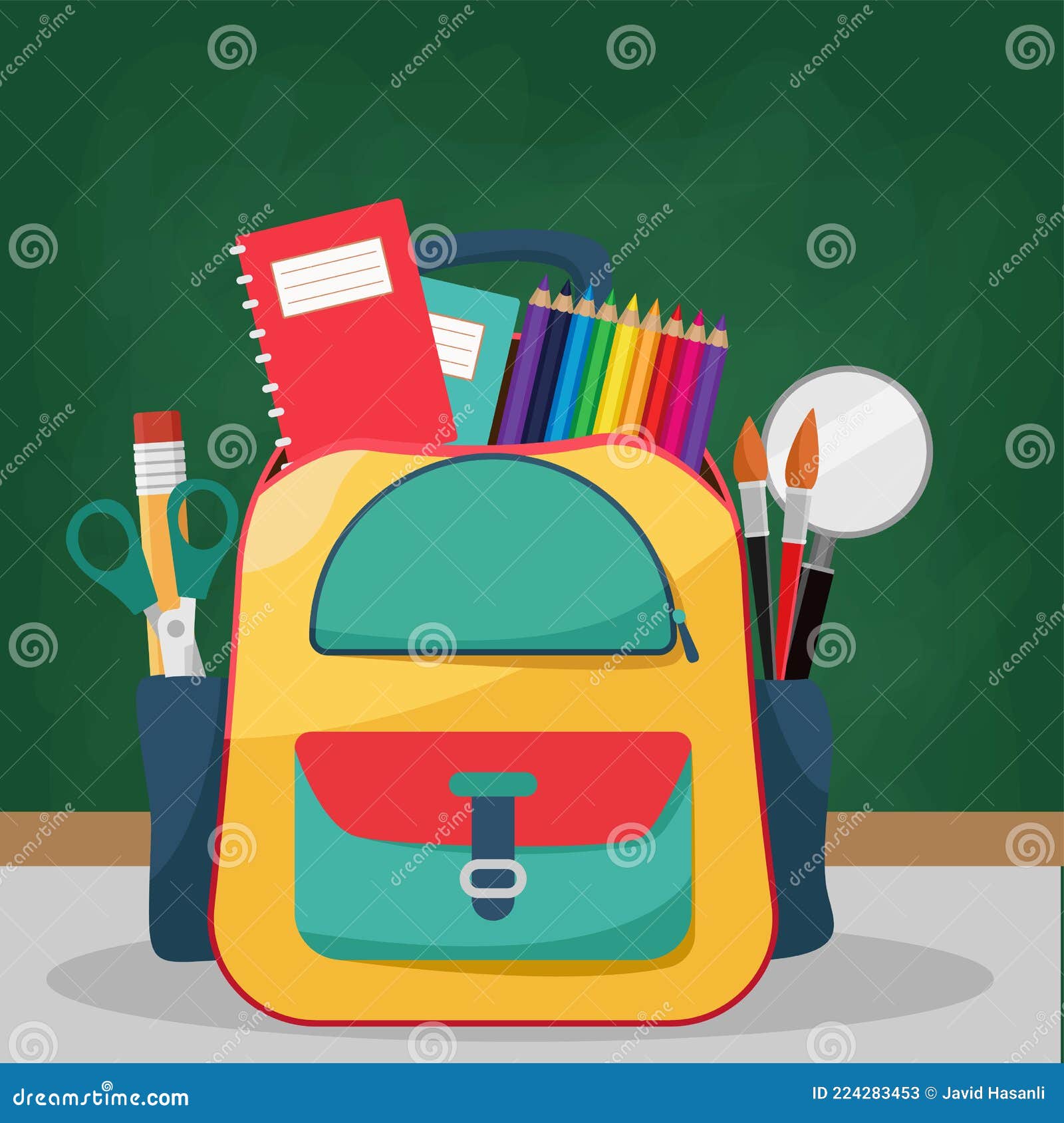 Cartoon School Bag. Back To School Stock Vector - Illustration of ...