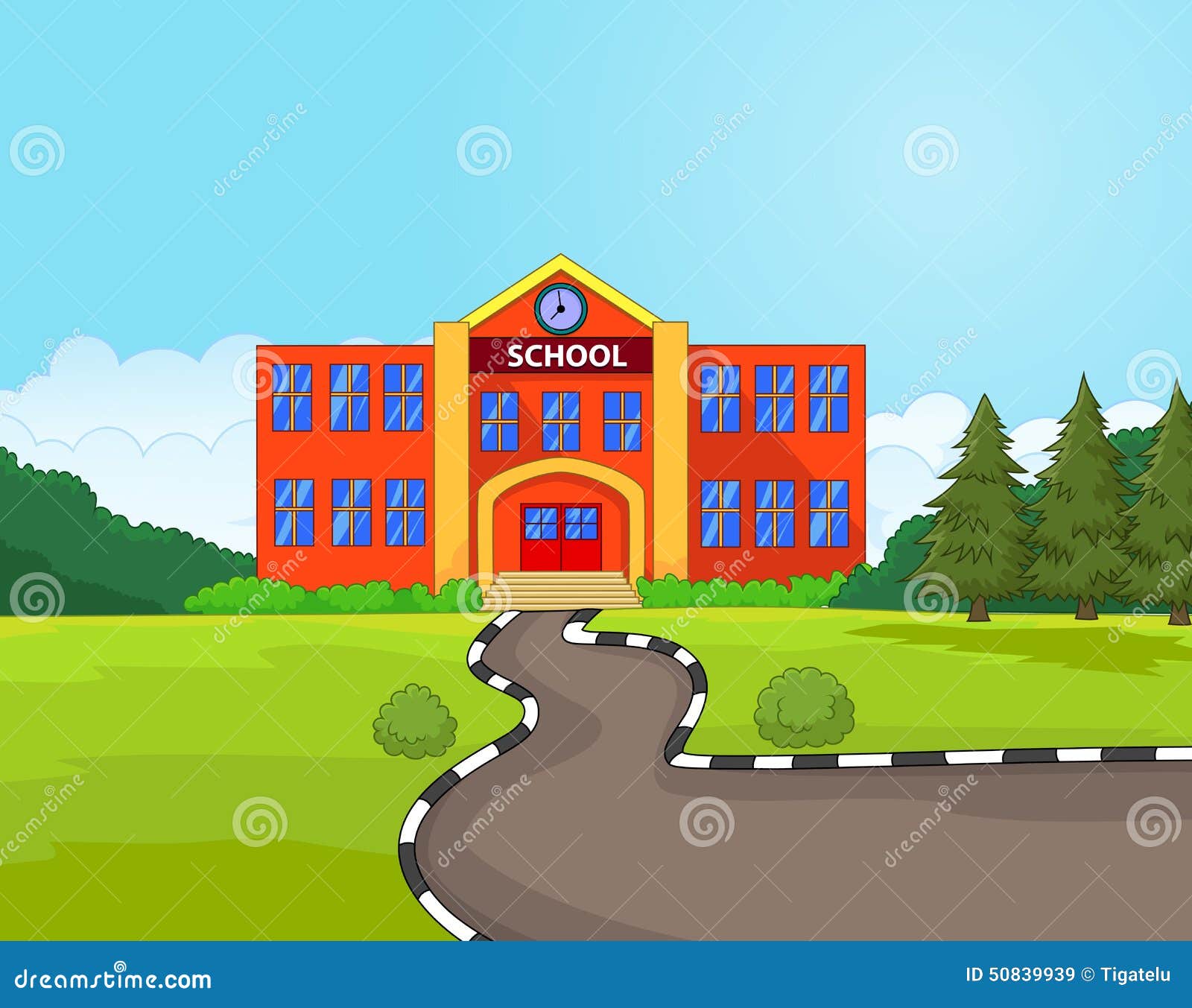 Cartoon School Building Stock Vector - Image: 50839939