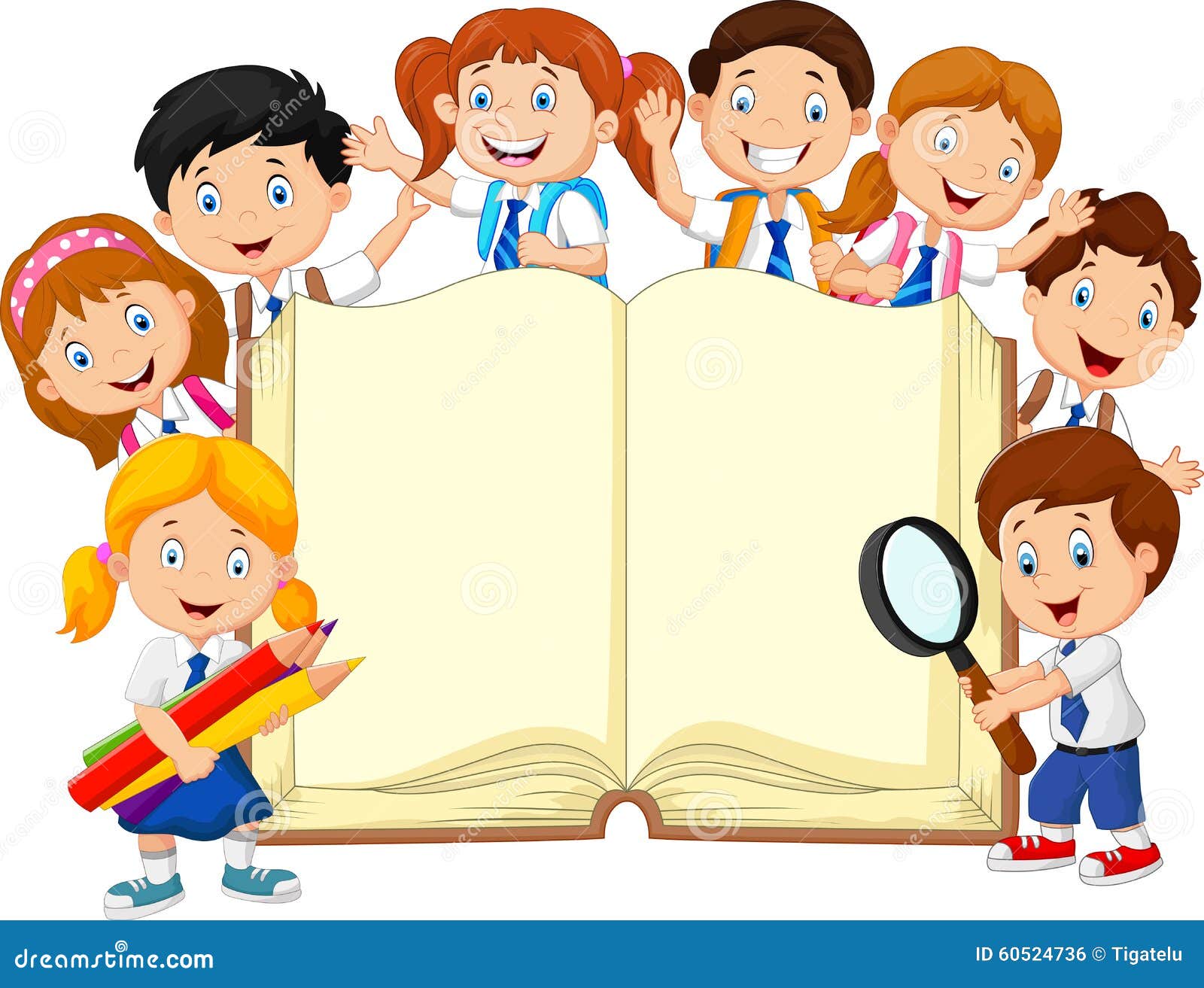 children working at school cartoon