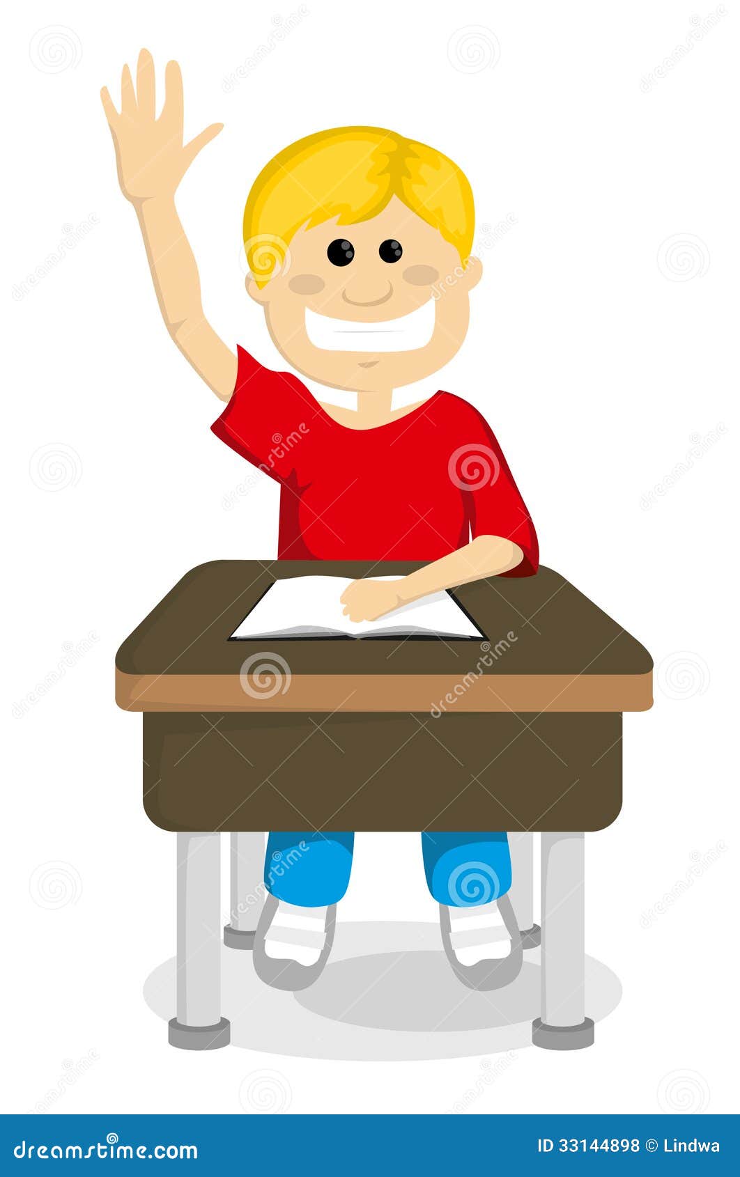 Cartoon Schoolboy Raising Hand Royalty Free Stock Photos - Image: 33144898