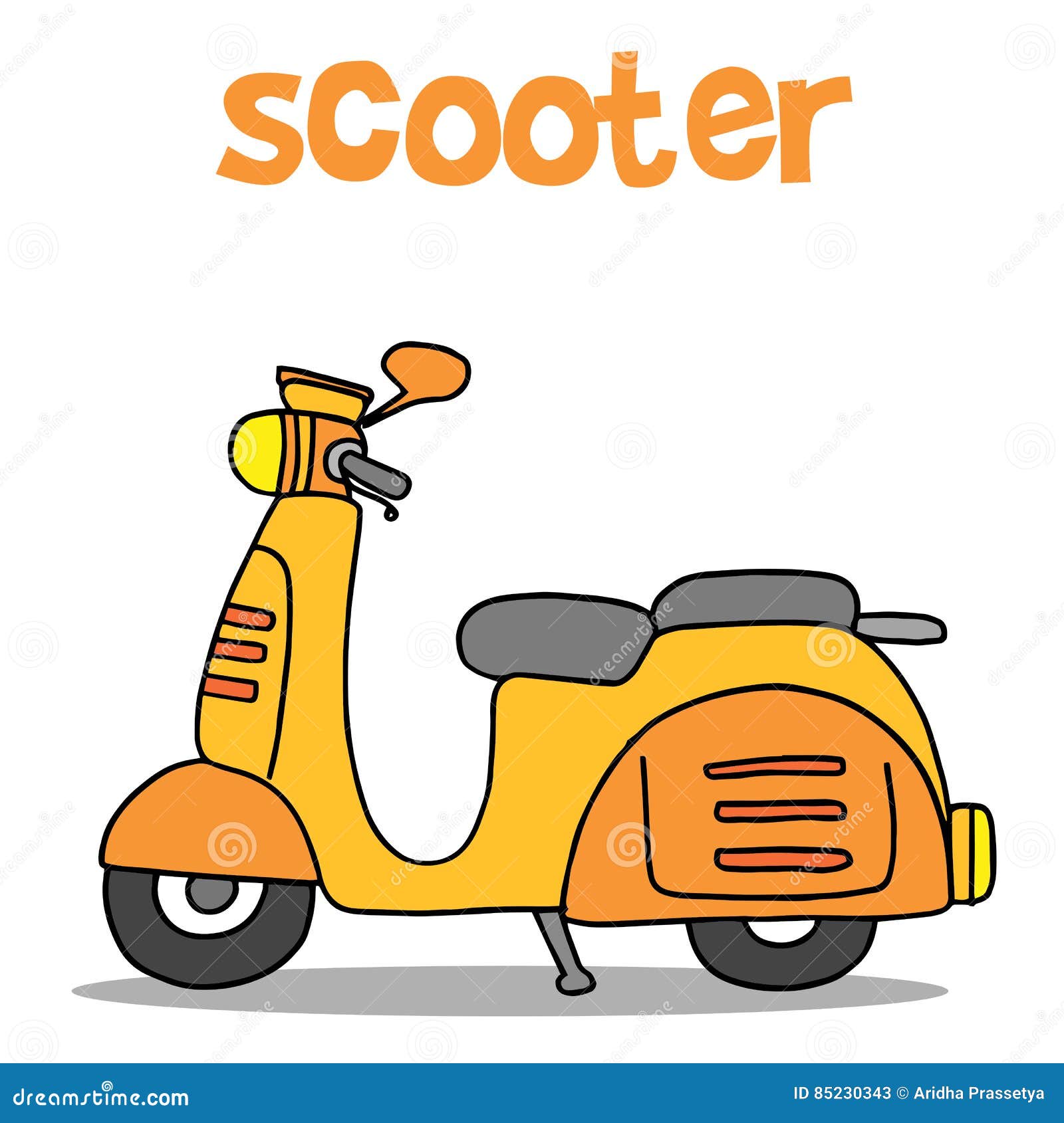 Cartoon of Scooter with Hand Draw Stock Vector - Illustration of moped,  hipster: 85230343