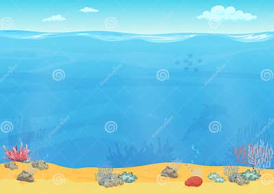 Cartoon Sea Bottom Background for Game Design. Stock Vector ...
