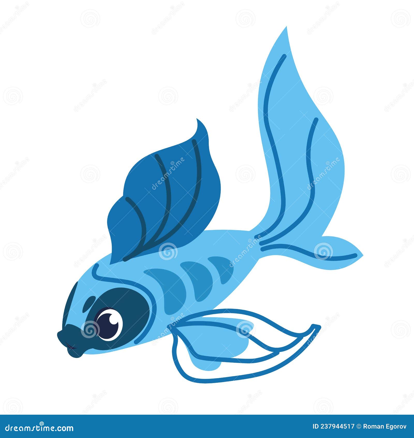 Cartoon Sea Fish. Cute Blue Aquatic Animal. Underwater Marine Fauna. Exotic  Swimming Creature with Fins and Bright Stock Vector - Illustration of  underwater, swimming: 237944517
