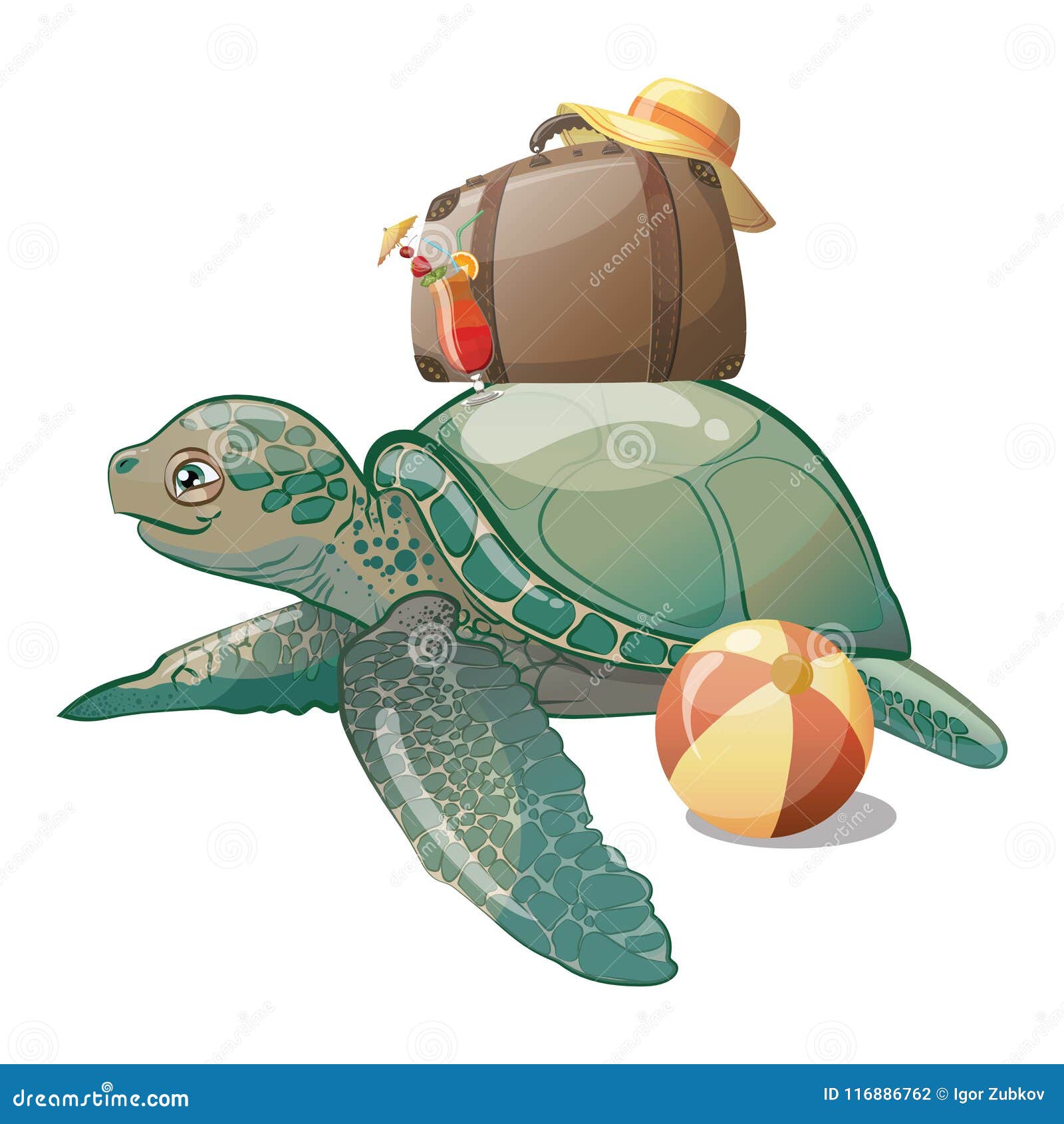 Cartoon Sea Turtle. Sweet Turtle Baby. Vector Illustration for Children ...