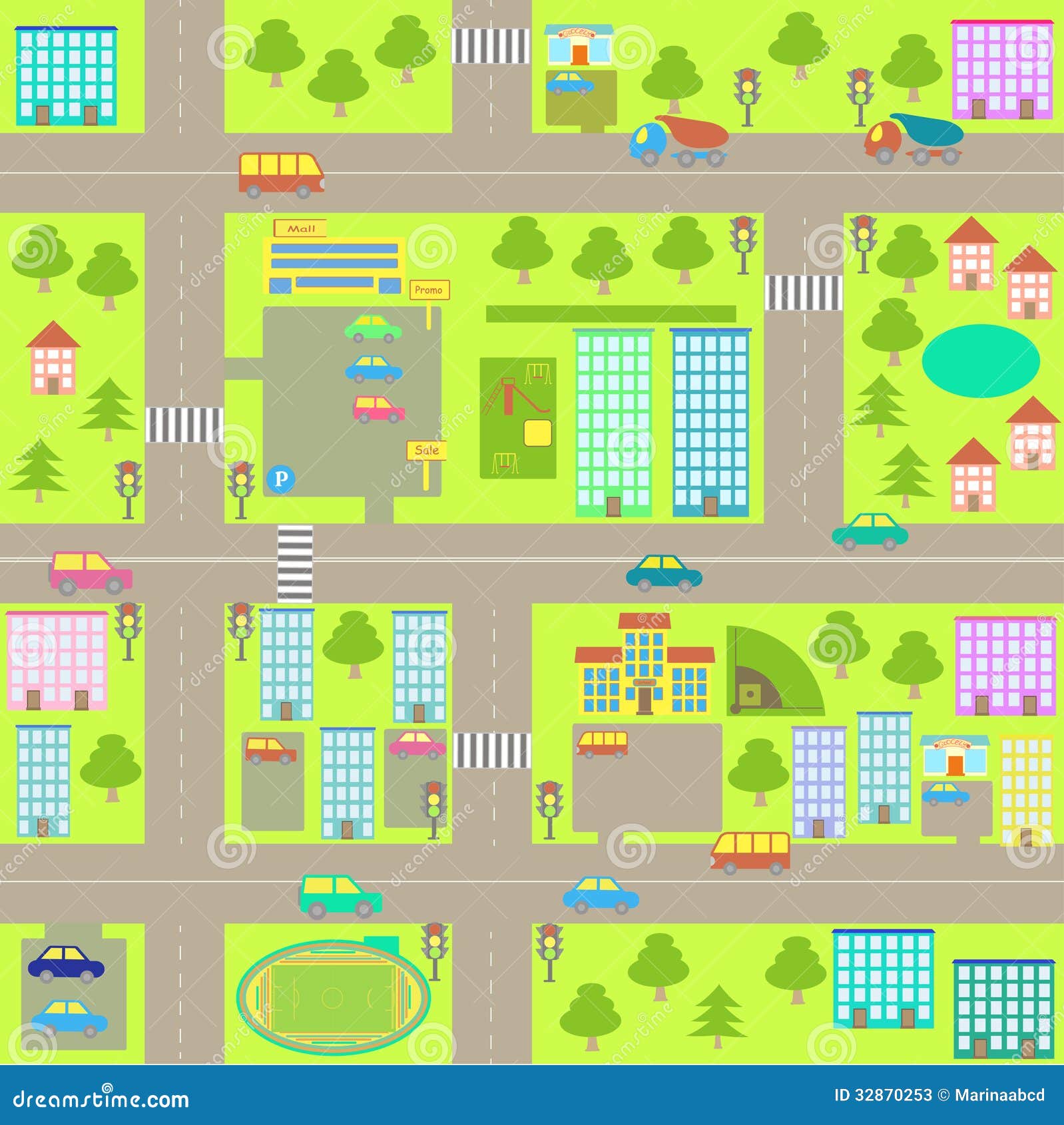Cartoon City - Downtown Vector Illustration | CartoonDealer.com #24257936