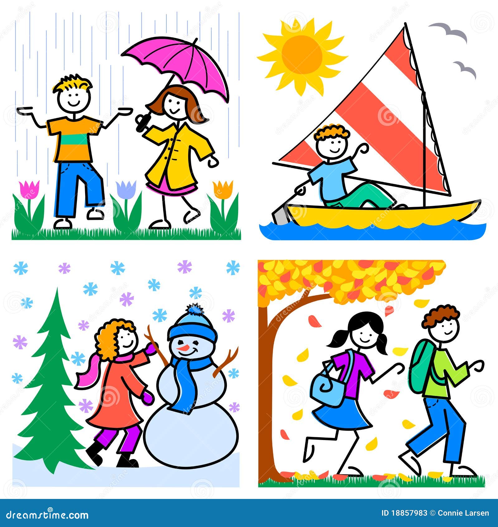 Cartoon Seasons Kids/eps stock vector. Illustration of ...