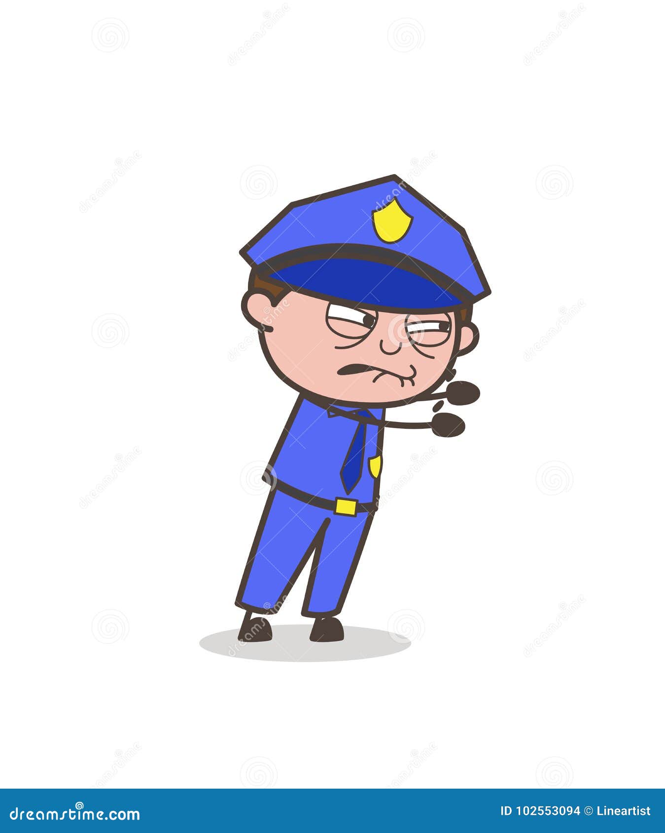 Cartoon Security-Guard Pulling with Full of Force Stock Illustration -  Illustration of indian, police: 102553094