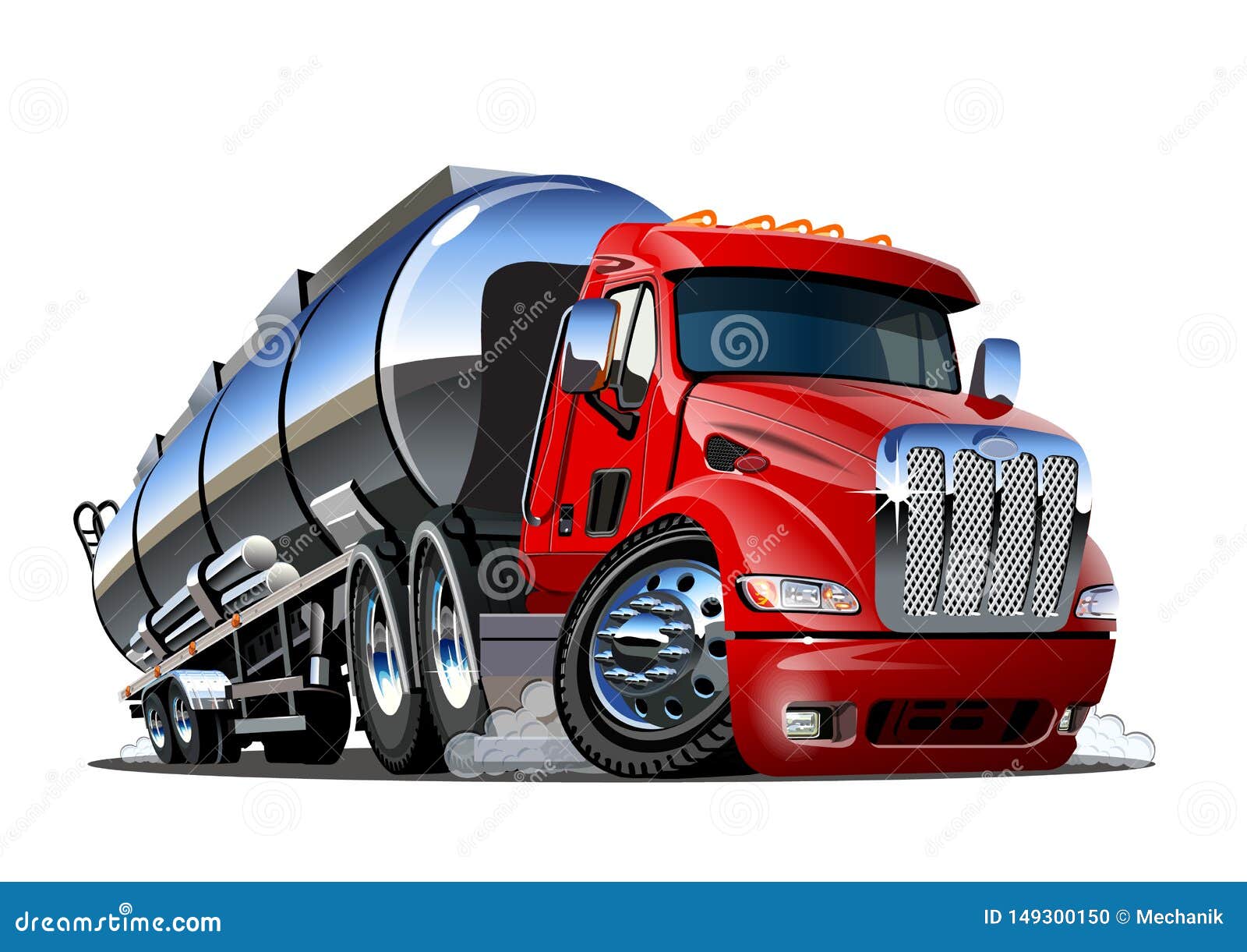 cartoon semi tanker truck  on white background