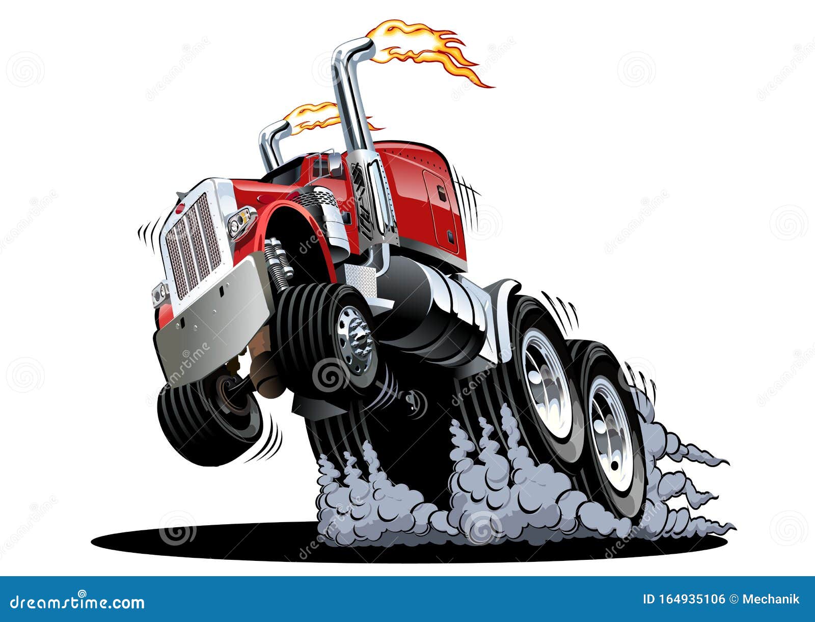 Cartoon Semi Truck Isolated on White Background Stock Vector