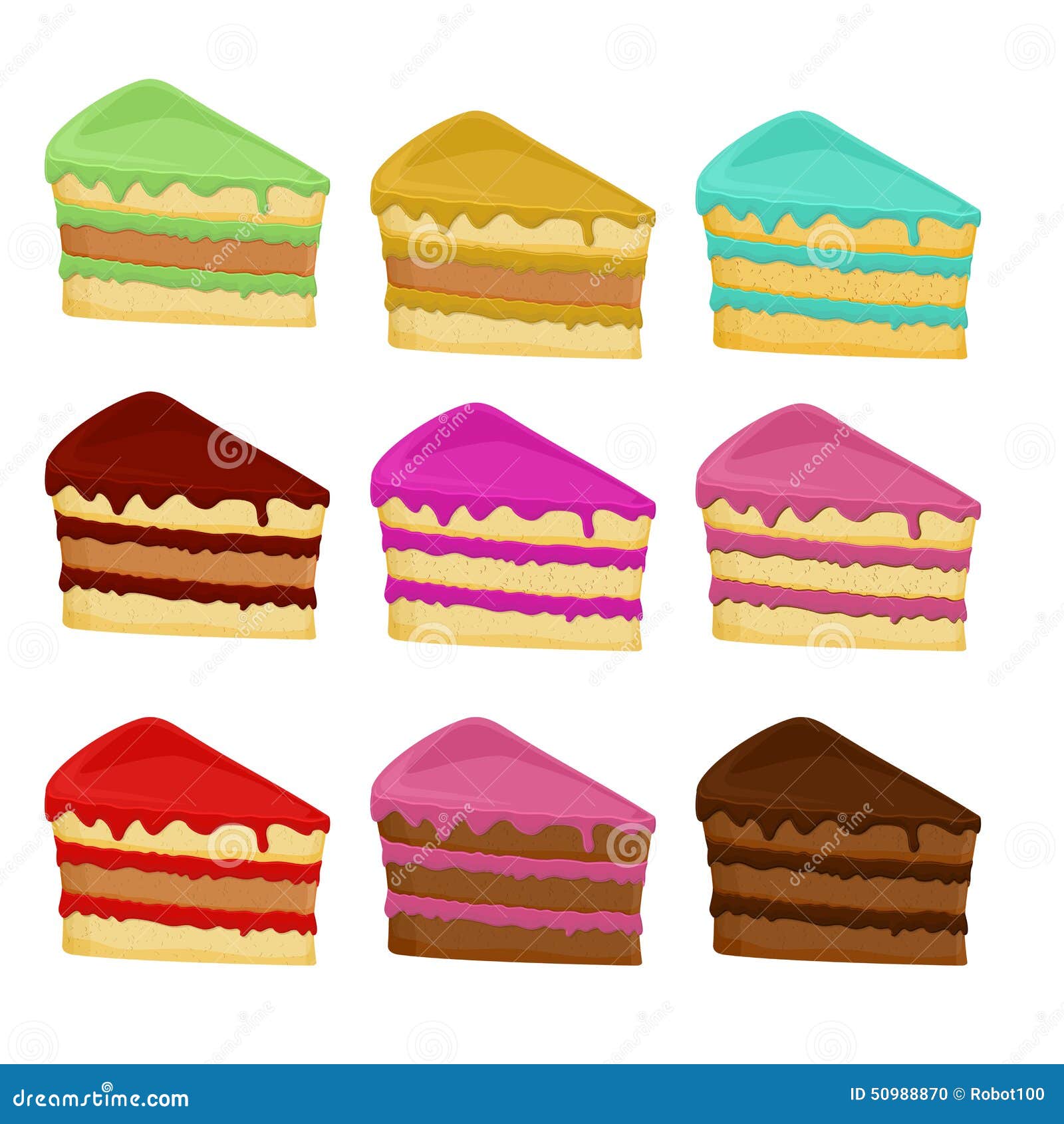 Cartoon Set cake slices stock vector. Illustration of icon 50988870