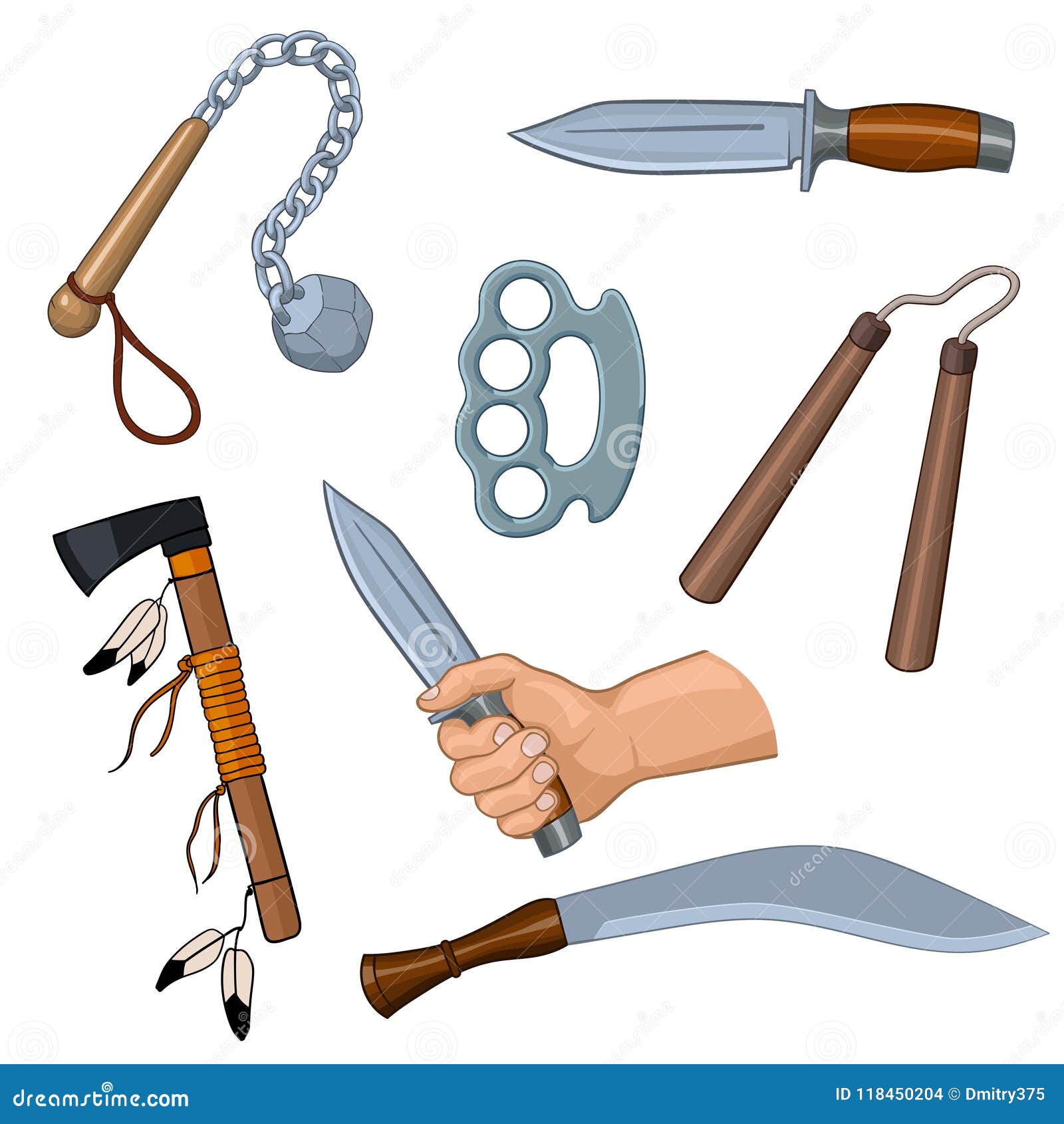 Set of Cold Arms, Cartoon Illustration Stock Vector Illustration of