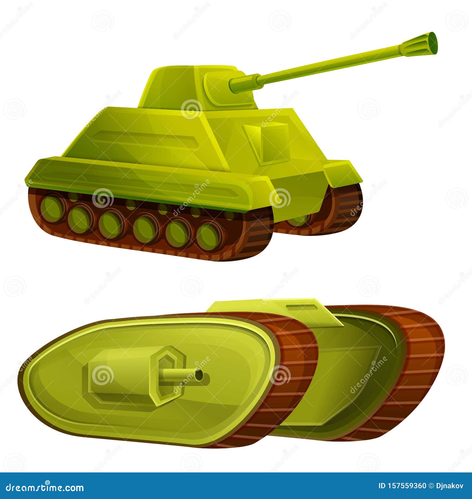 Cartoon Set of Green Old Tanks Stock Illustration - Illustration of tanks,  cannon: 157559360