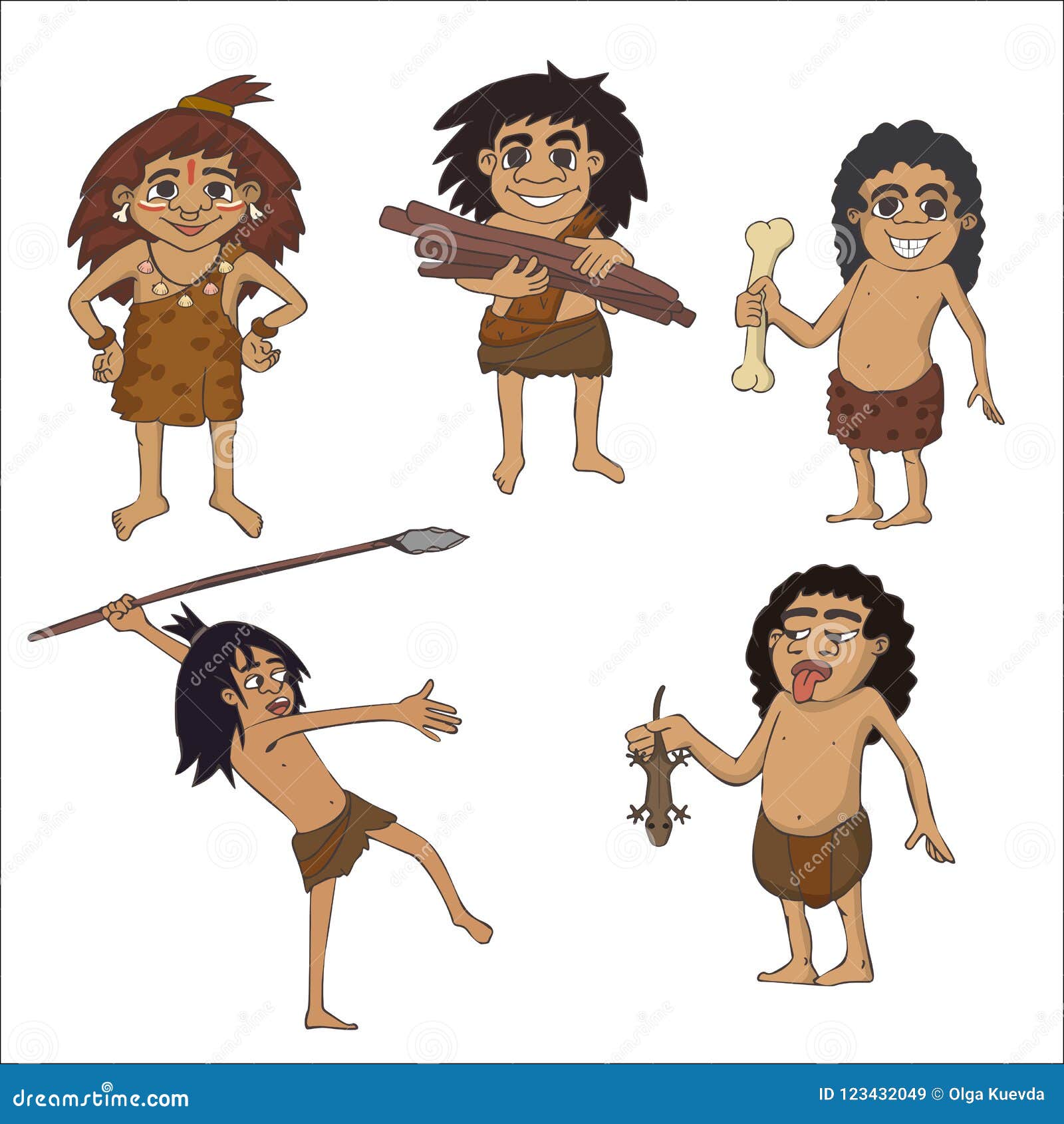 Cartoon Set of Stone Age Kids Characters Stock Vector - Illustration of  hand, comics: 123432049