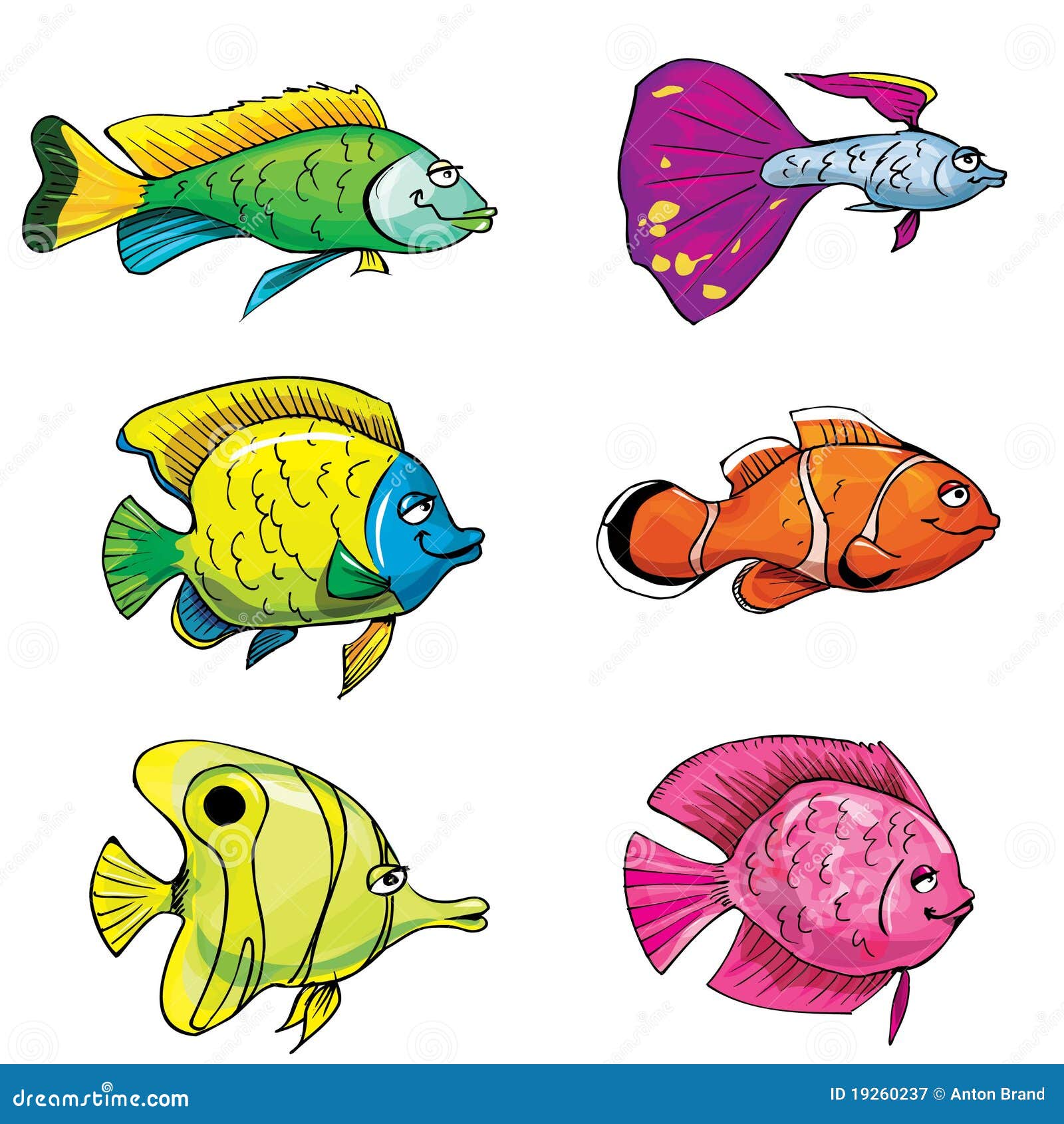 Cartoon Set Of Tropical Fish Stock Vector - Image: 19260237