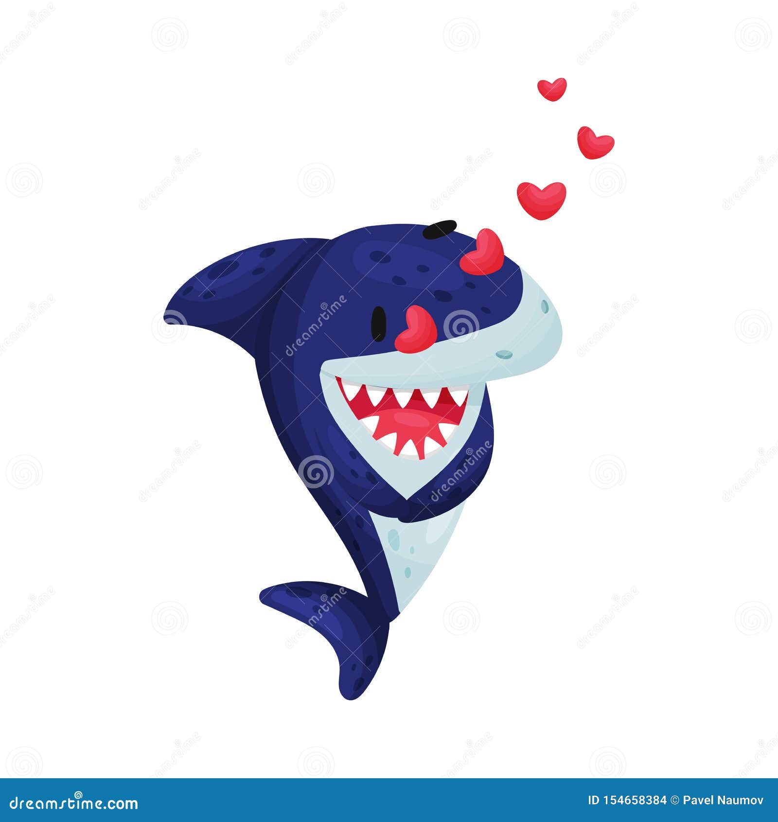 Cartoon Shark In Love. Vector Illustration On White Background. Stock ...