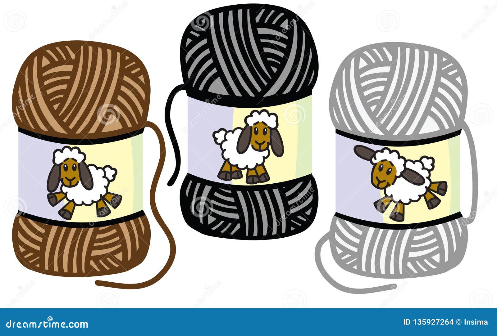 Cartoon Sheep on the Woolly Thread Balls Stock Vector - Illustration of  soft, wool: 135927264