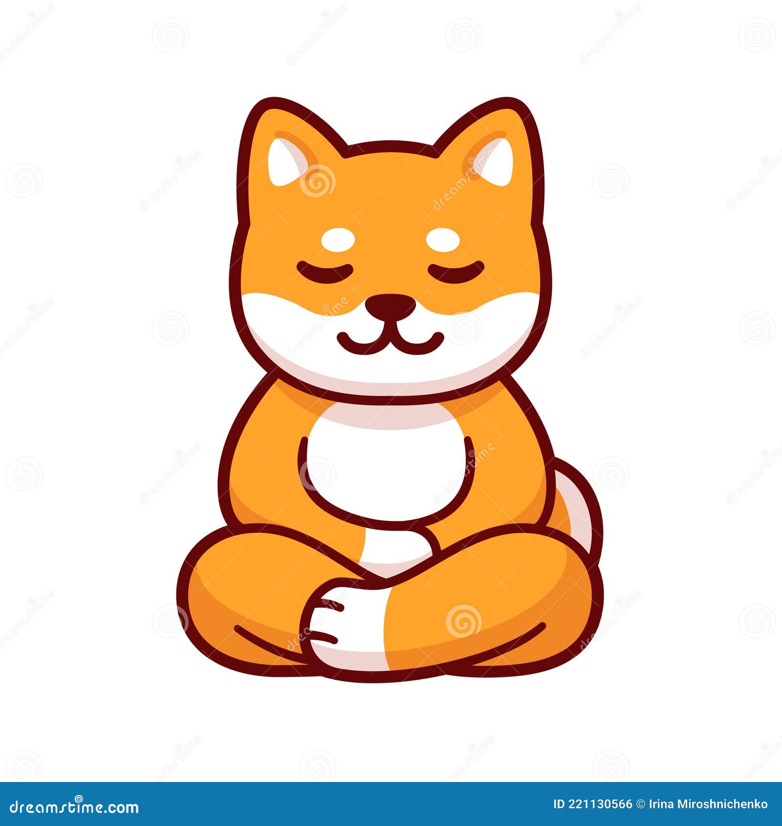 Cute Cartoon Cat And Dog Meditating Stock Illustration - Download