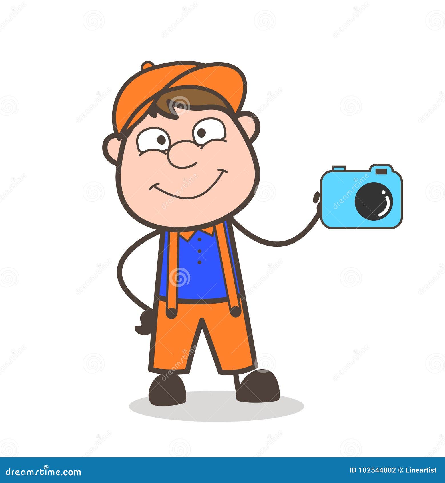 Cartoon Shopkeeper Showing Camera Vector Stock Illustration - Illustration  of electronic, adult: 102544802