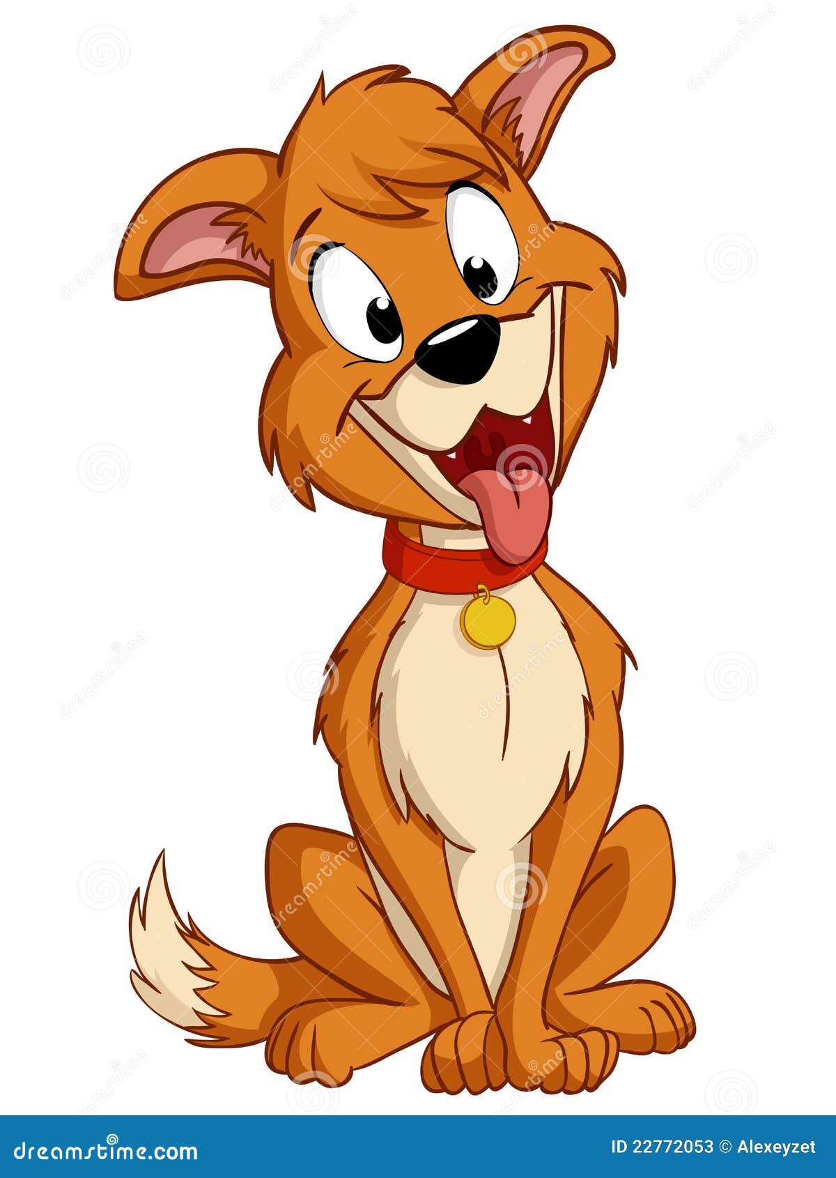 Cartoon Silly Dog With Red Collar Stock Photos - Image: 22772053