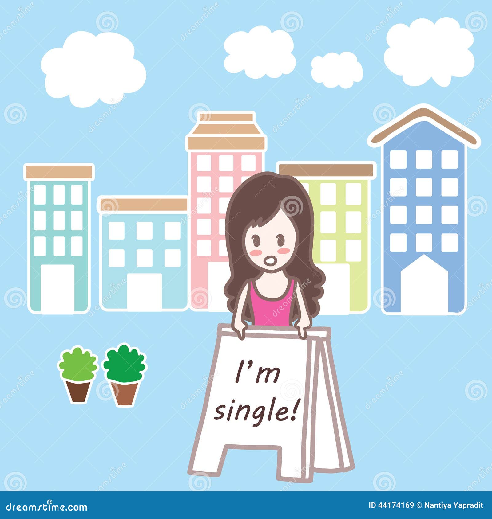Cartoon Single Girl in Town Stock Vector - Illustration of dish ...