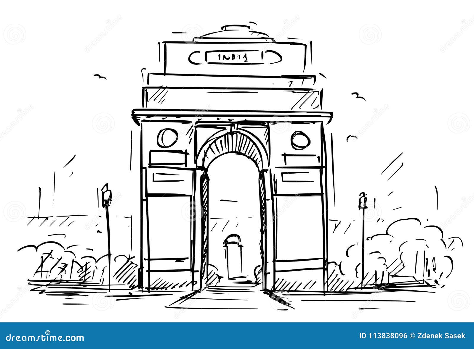 Vector sketch of India Gate. 25324030 Vector Art at Vecteezy