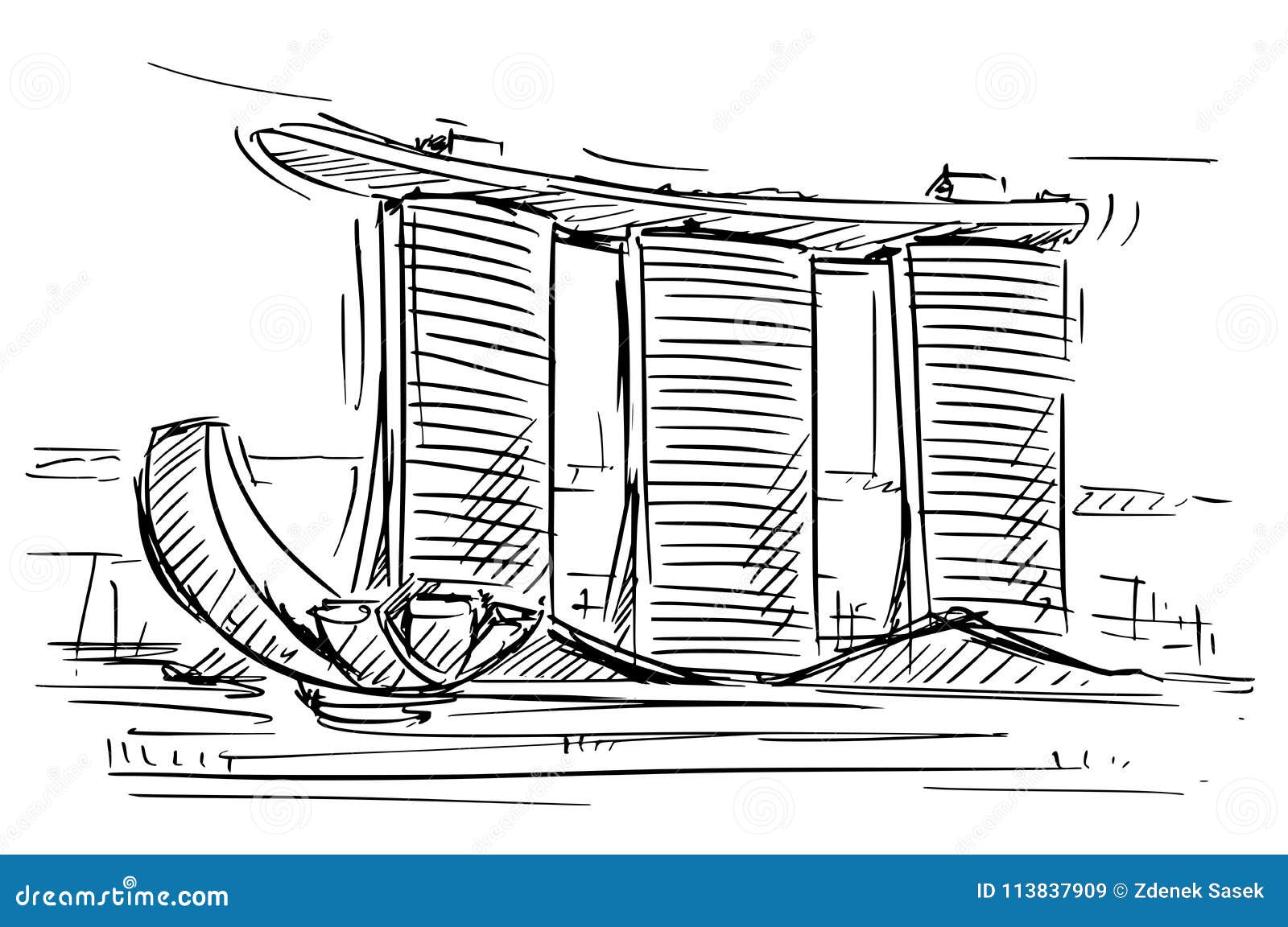 Cartoon Sketch of the Marina Bay Sand, Singapore Stock Vector ...